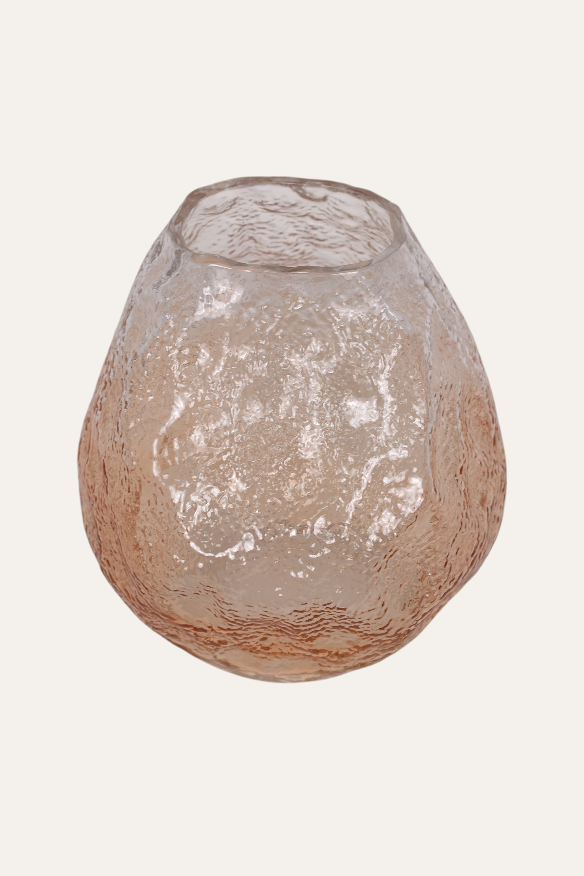 Hand Blown Amber Glass Vase with Organic Fire-Inspired Form