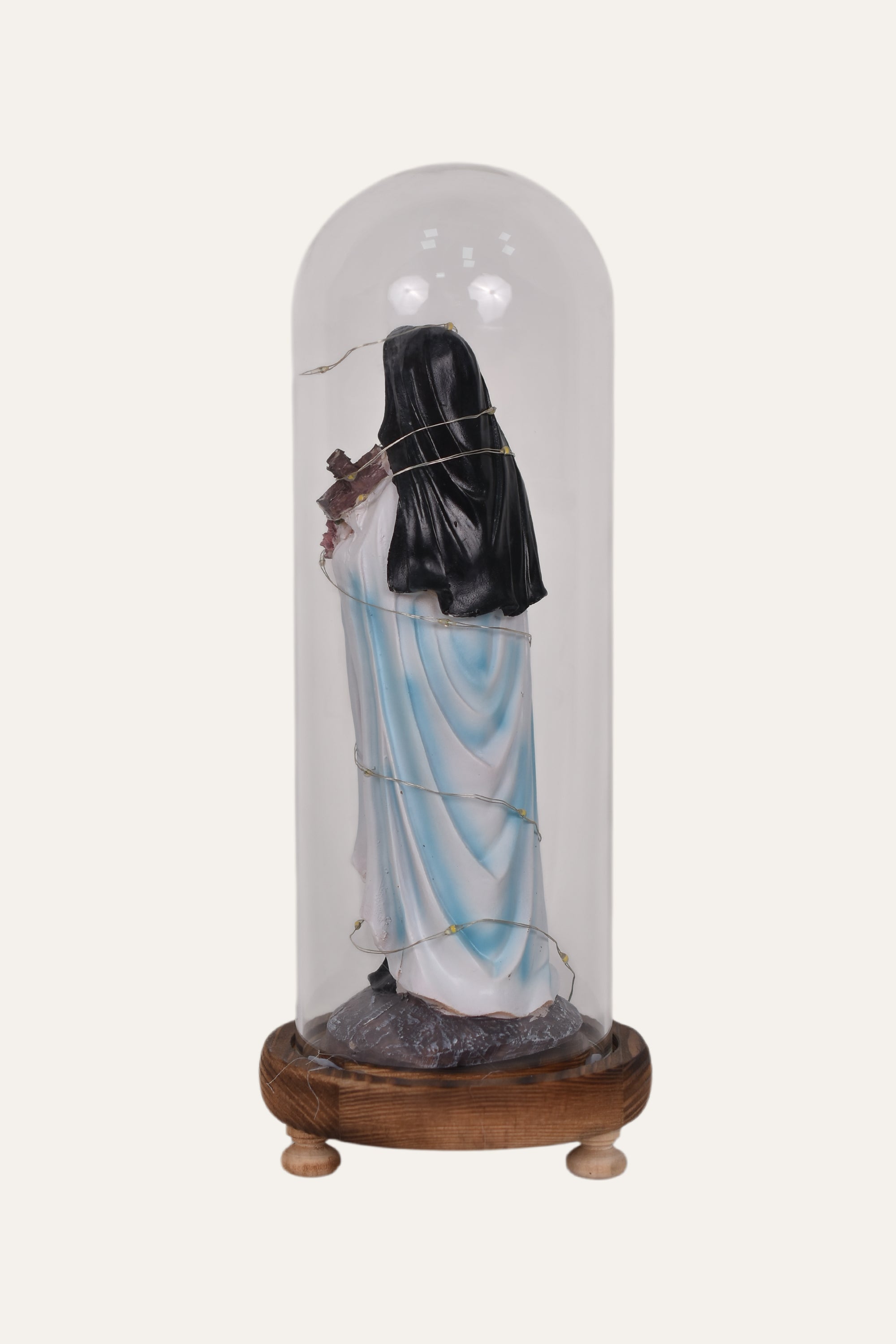 Religious Resin Saint Statue in Glass Dome
