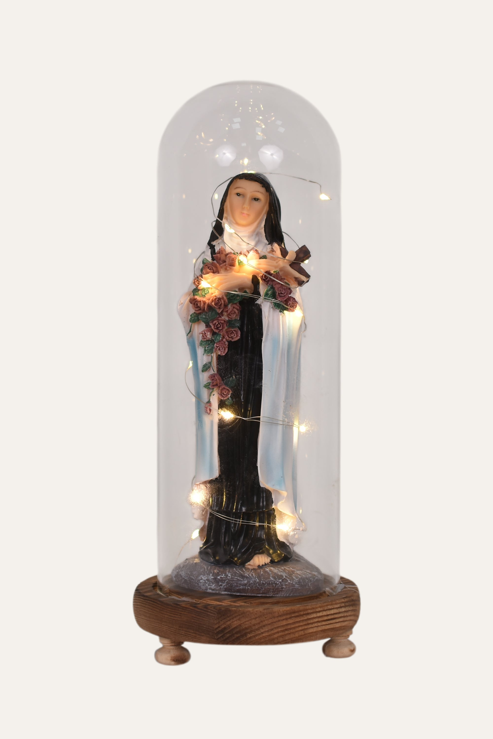 Religious Resin Saint Statue in Glass Dome