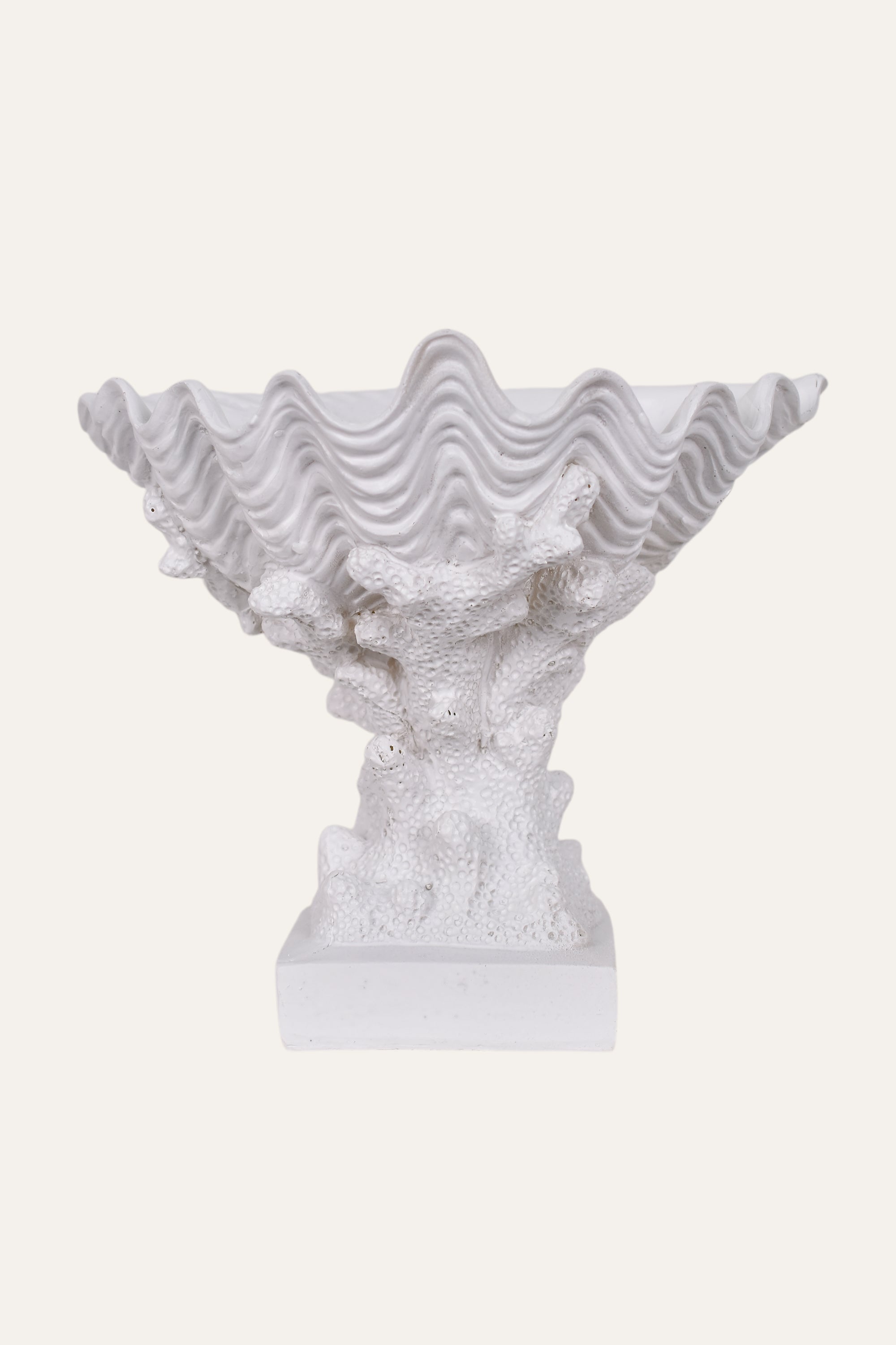 Decorative White Resin Coral-Inspired Pedestal Sculpture