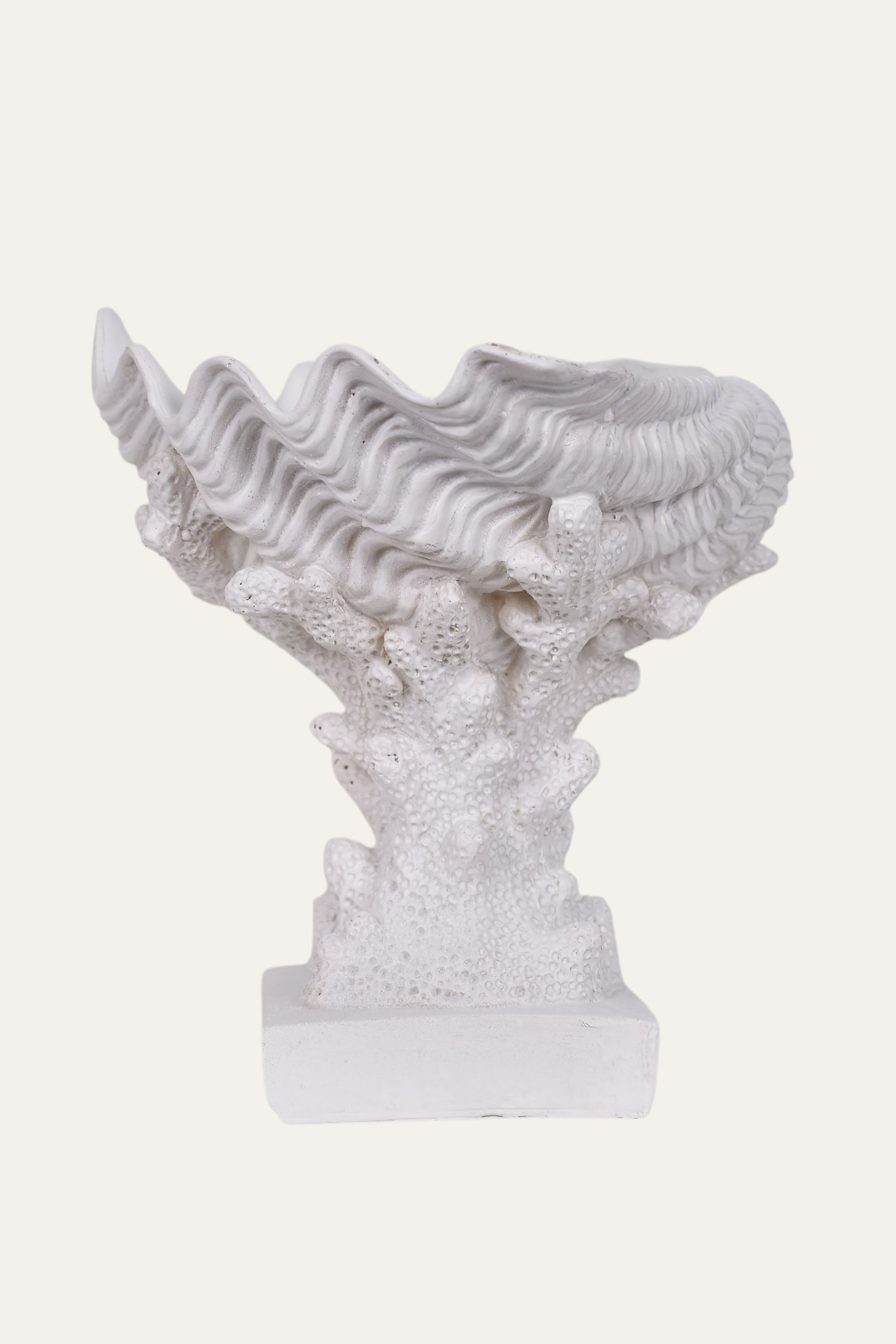 Decorative White Resin Coral-Inspired Pedestal Sculpture