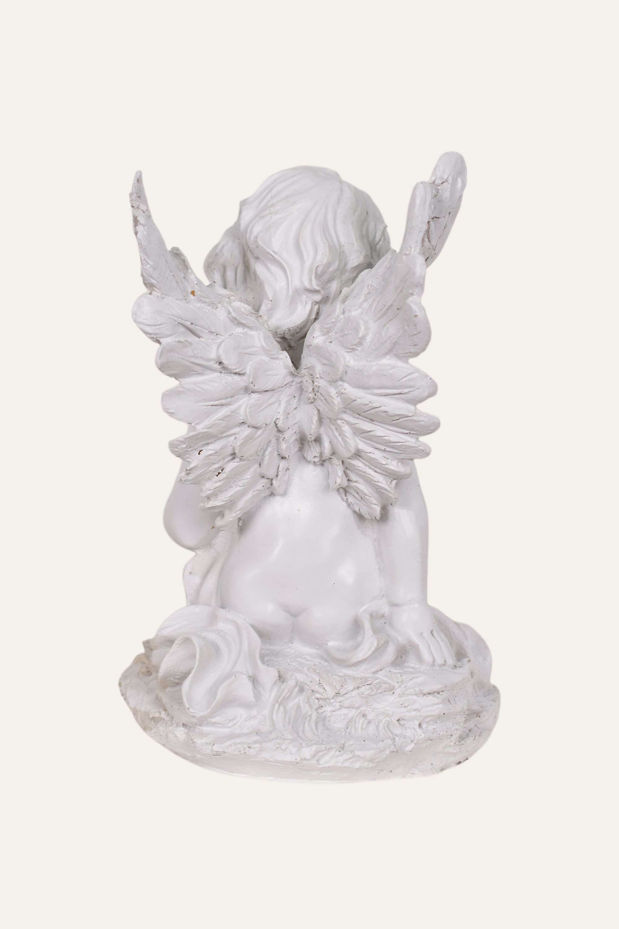 Classical White Resin Reading Cherub Angel Statue