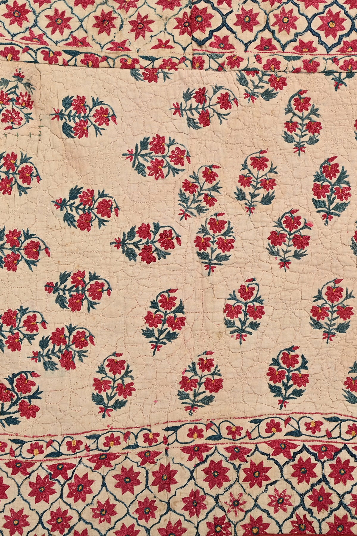 Floral Hand-Block Print Textile Panel | Hand-Stitched Tapesty