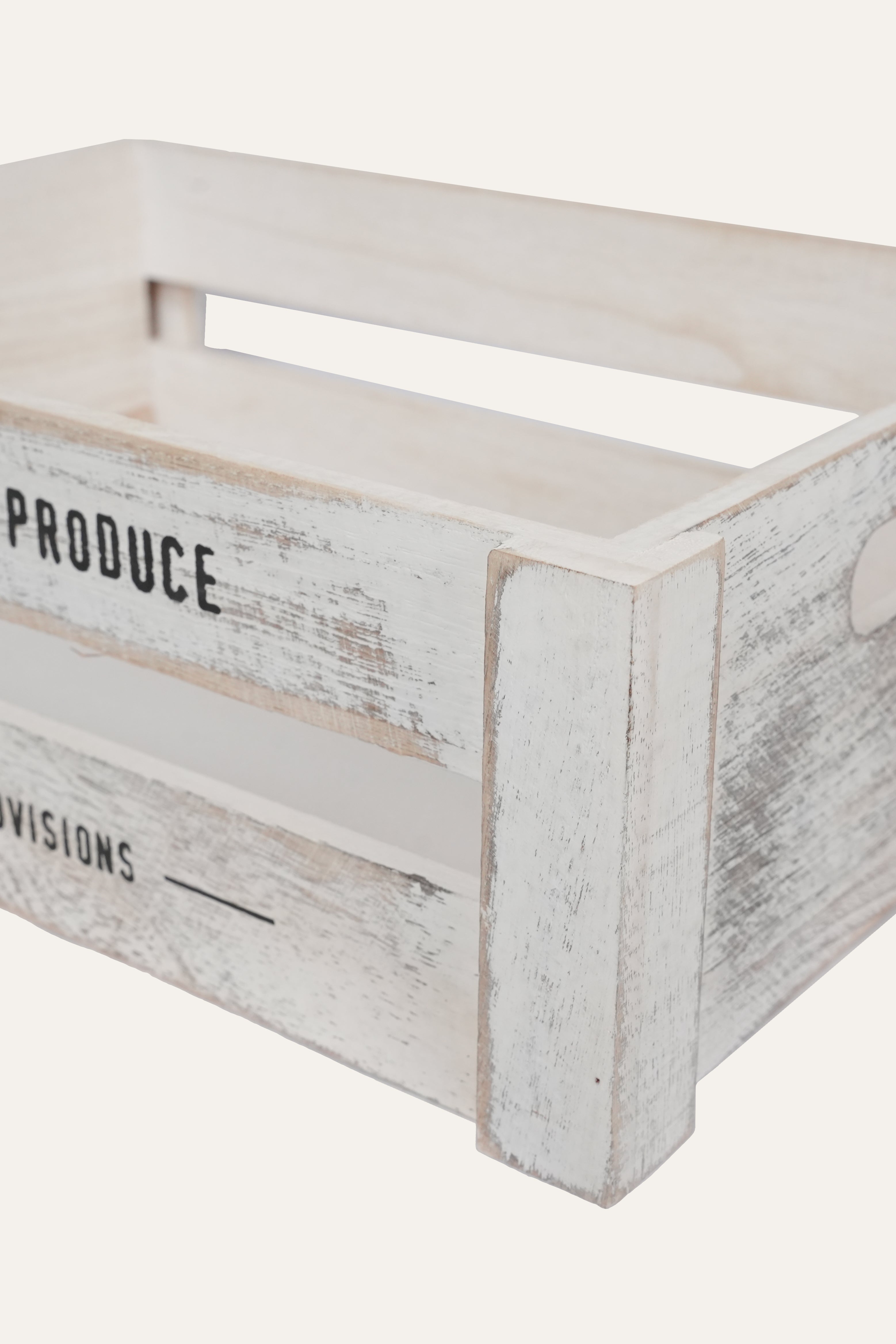Decorative wooden organizer basket with rustic finish