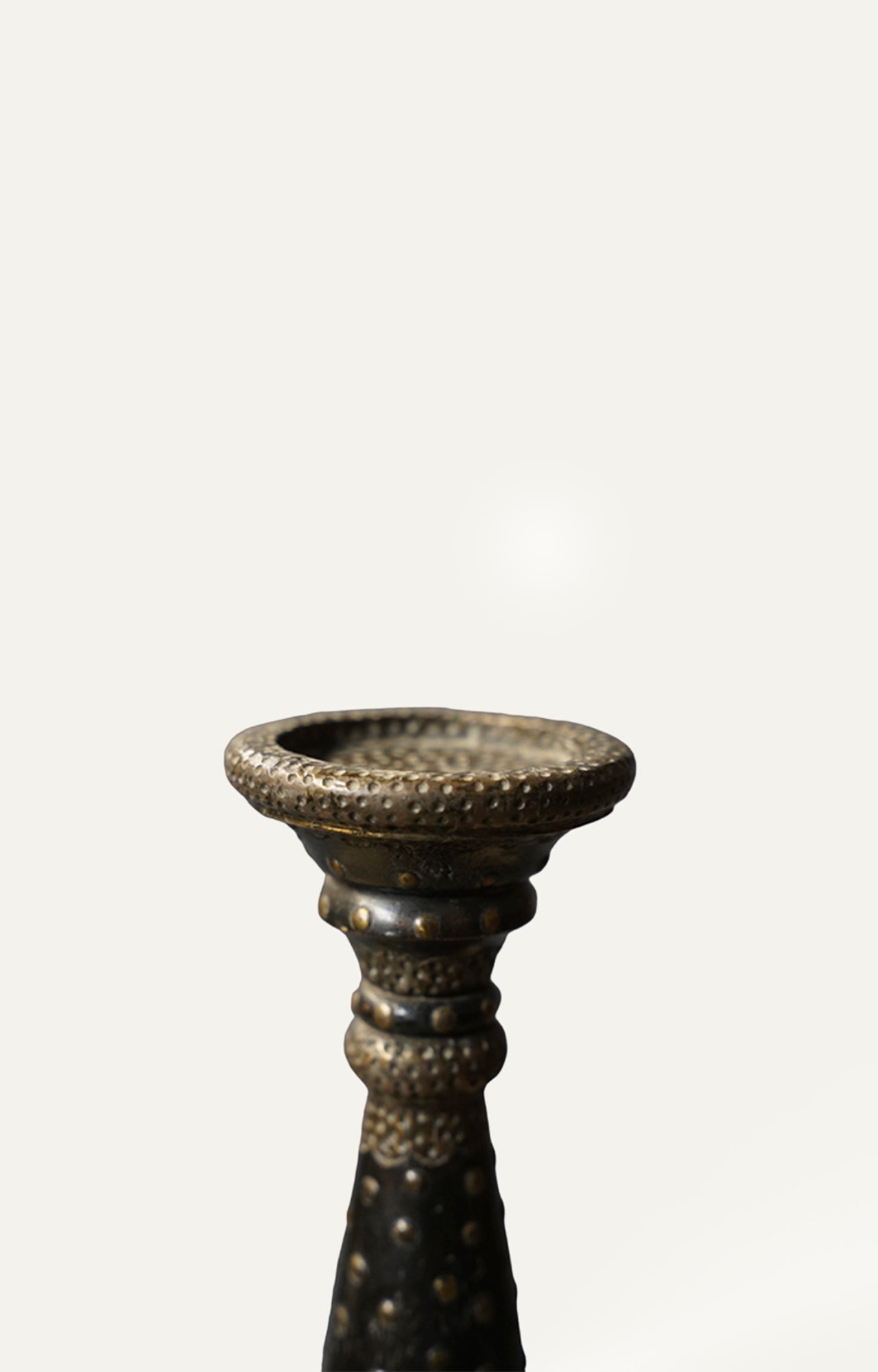 Detailed vintage Wooden Taper Candle Holder_2