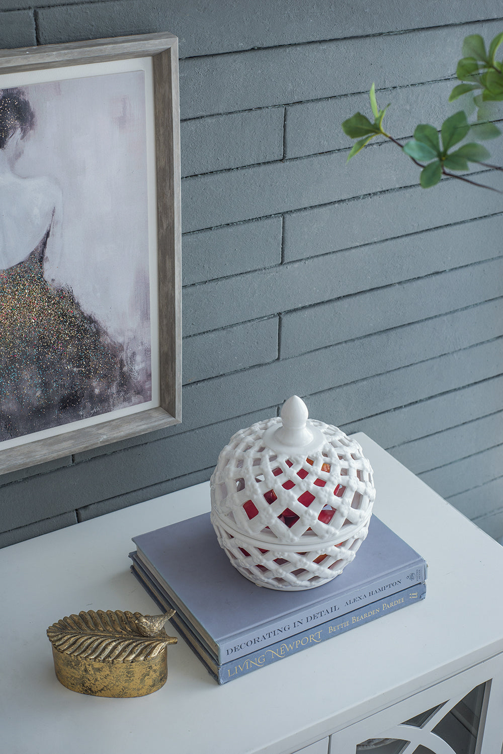 Decorative Lattice Jar with Lid