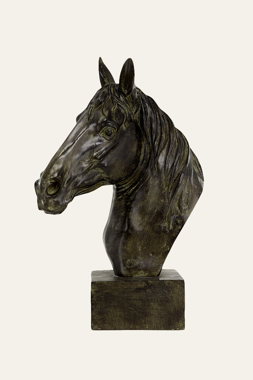Polyresin Stallion Sculpture on Base