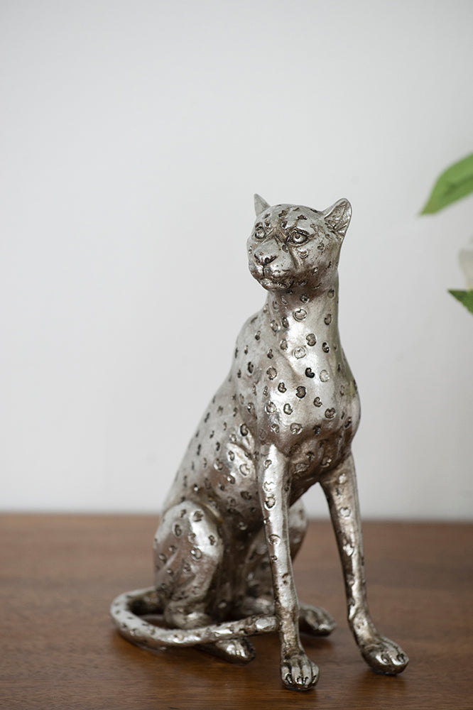 Polyresin Sitting Leopard Figurine