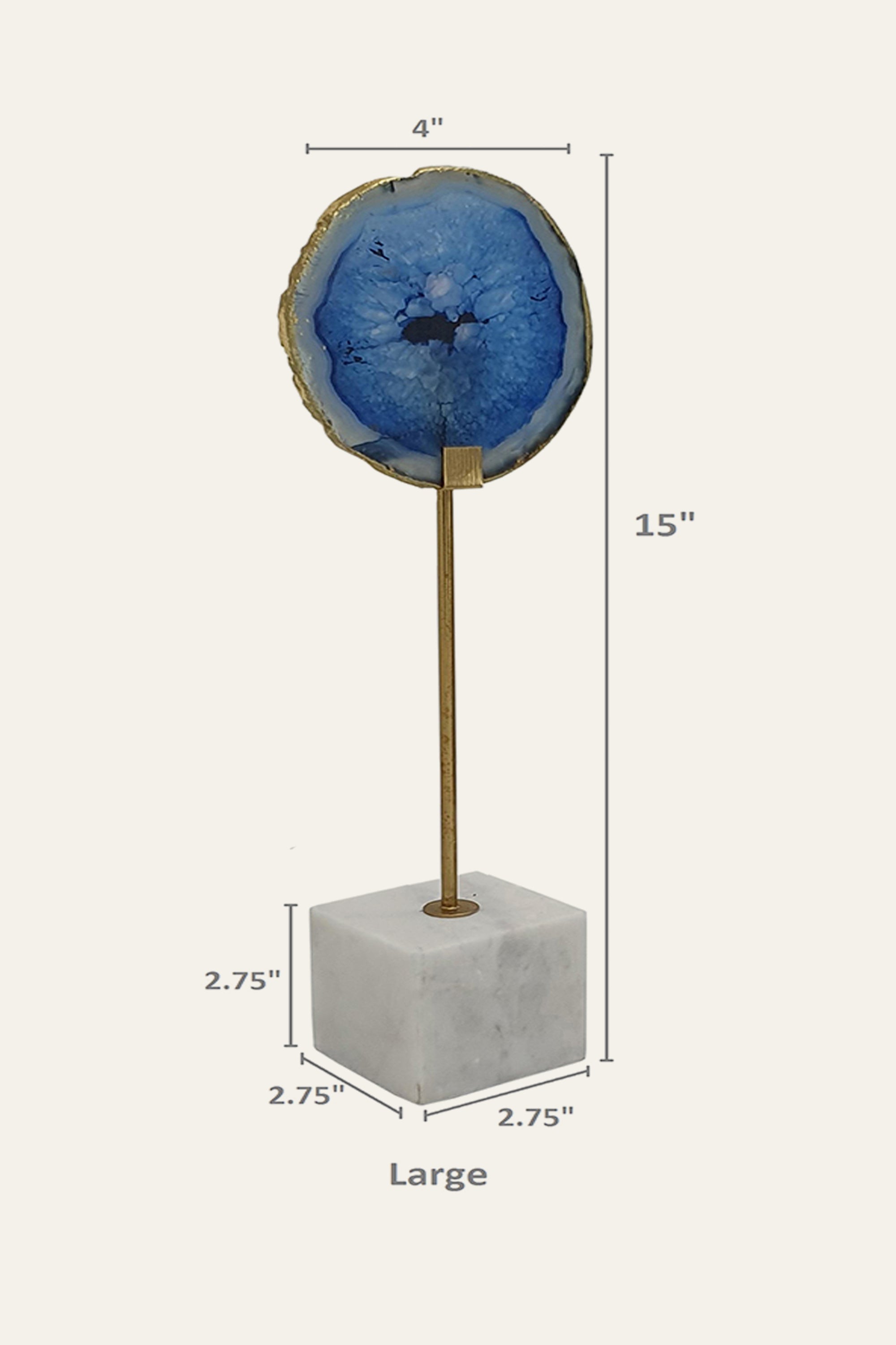 Agate Slice Sculpture on Marble Base