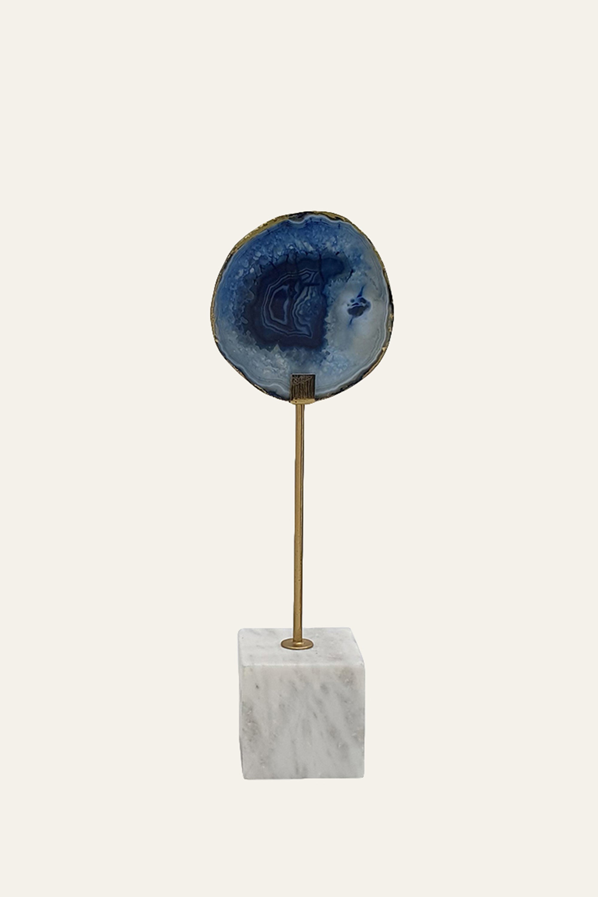 Blue Agate Slice on Marble Base