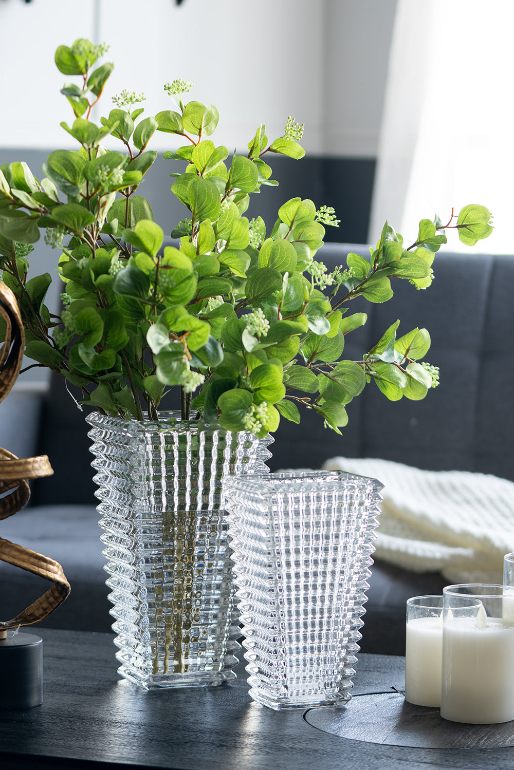 Textured Glass Flower Vase
