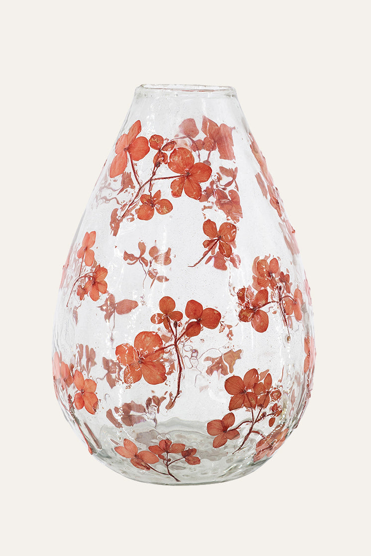 Decorative Glass Vase with Floral Pattern
