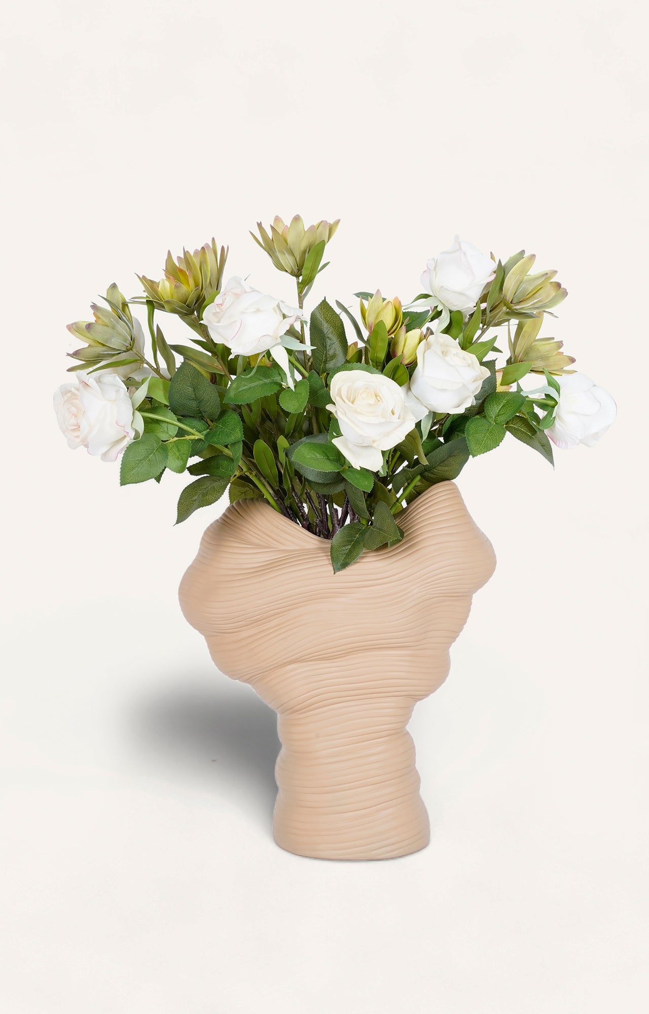 Earthy Brown Ceramic Vase with Textured Design_3