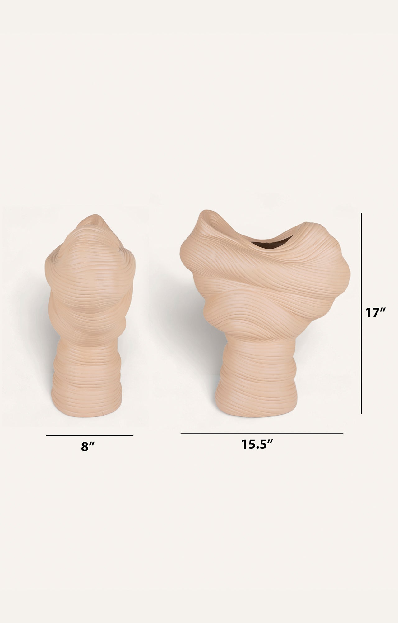 Earthy Brown Ceramic Vase with Textured Design_size