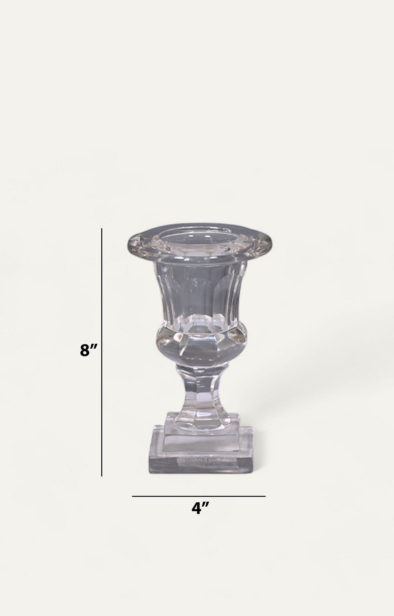 Elegant detailed Crystal glass Candle Stand_size