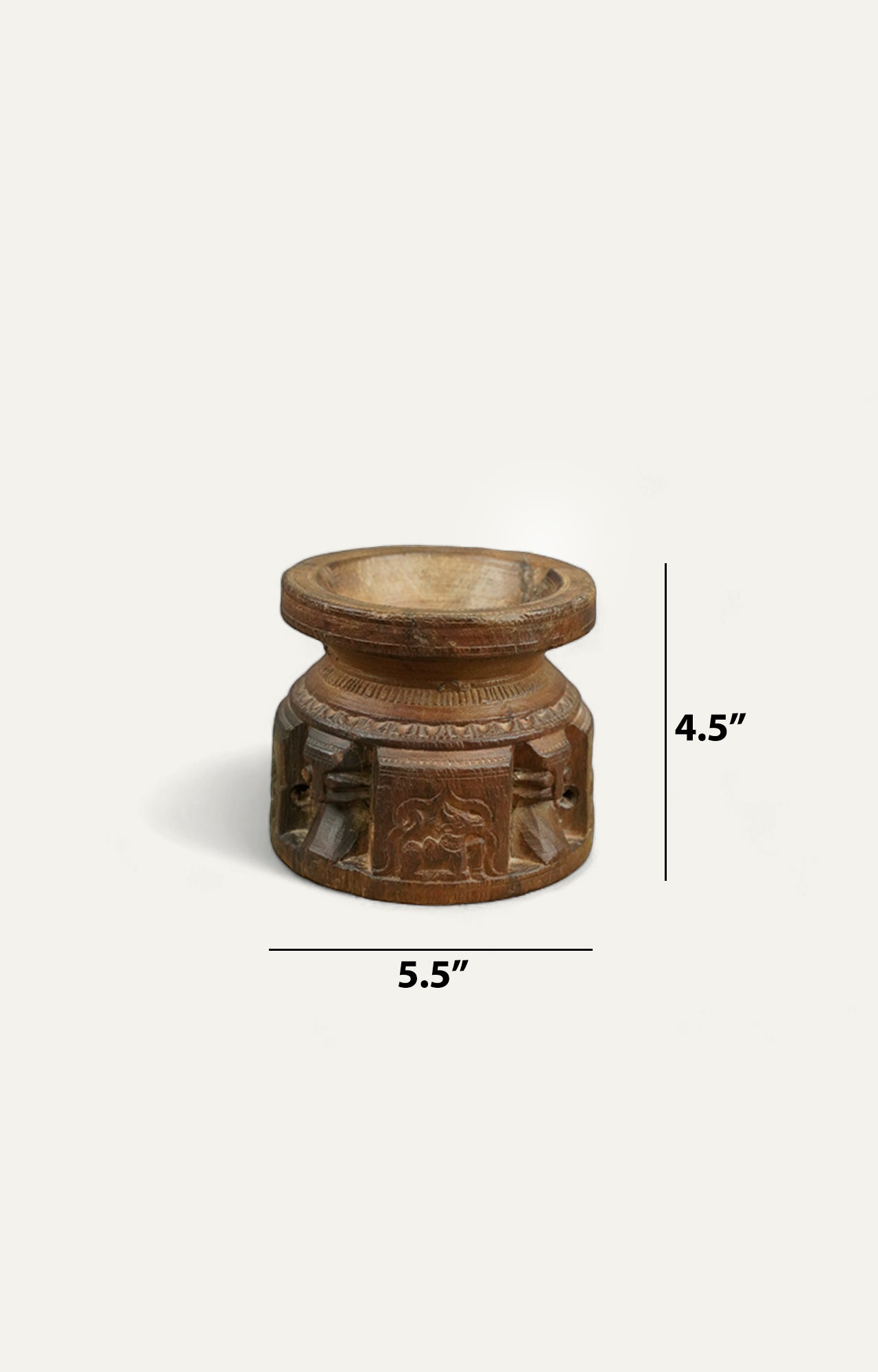 Elegant rich carved Wooden Candle Holder_size