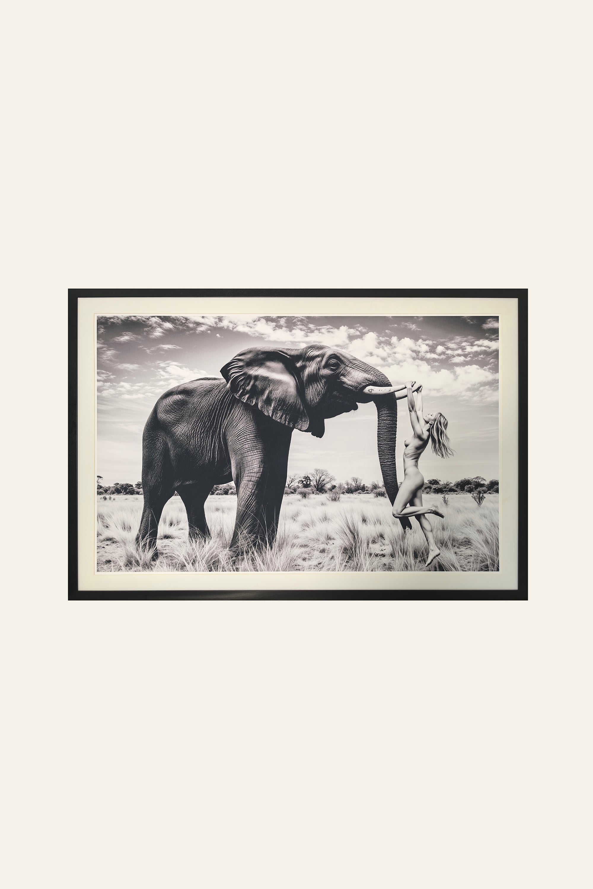 Elephant and Woman Erotic Portrait Luxury Wall Art