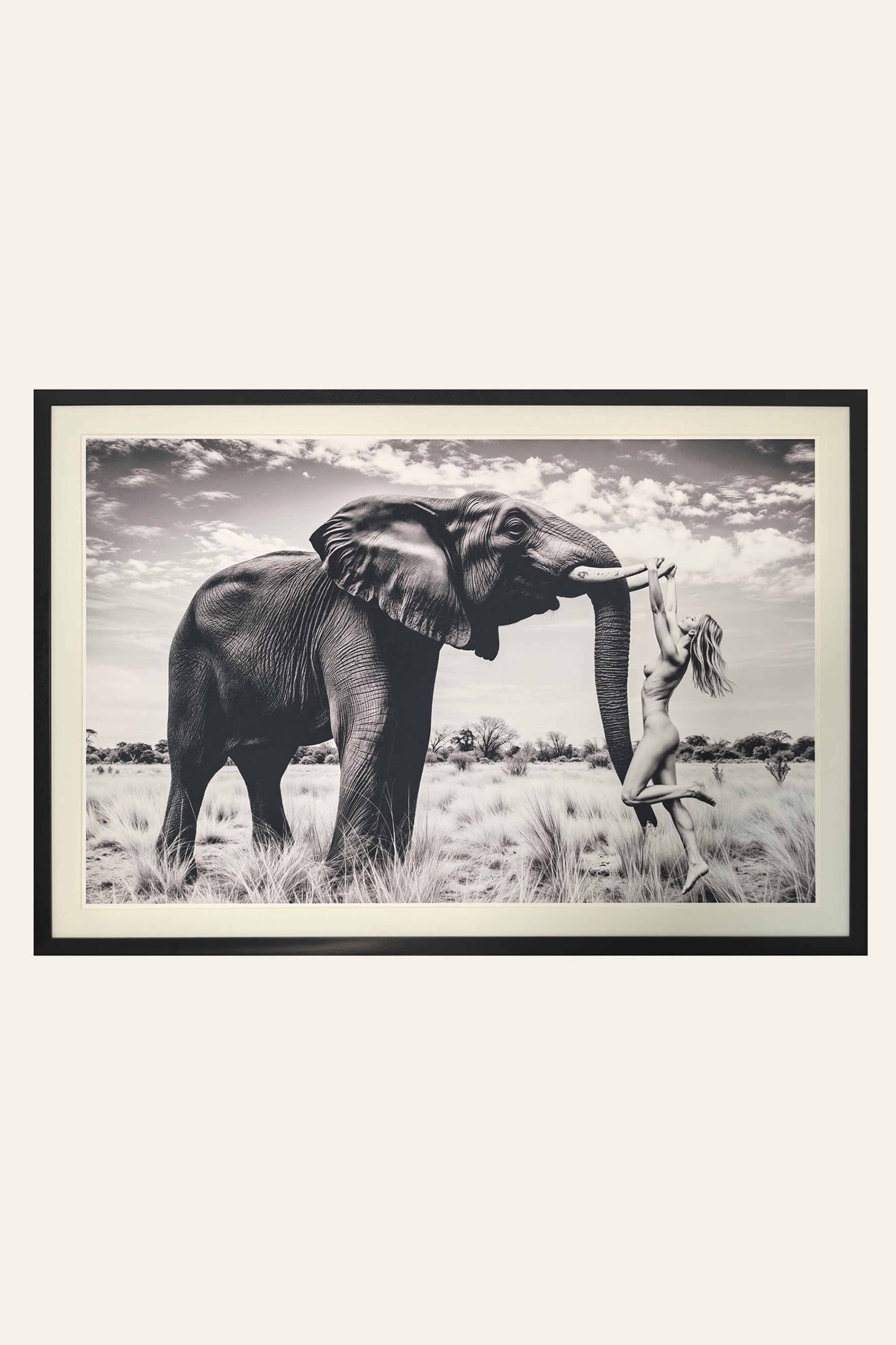 Elephant and Woman Erotic Portrait Luxury Wall Art