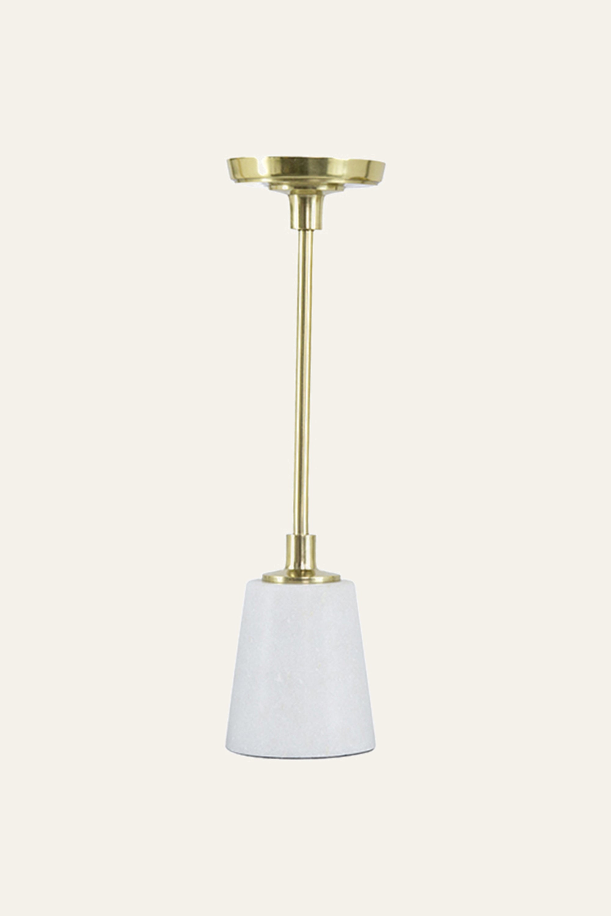Elongated Metal Candle Holder with Marble Base