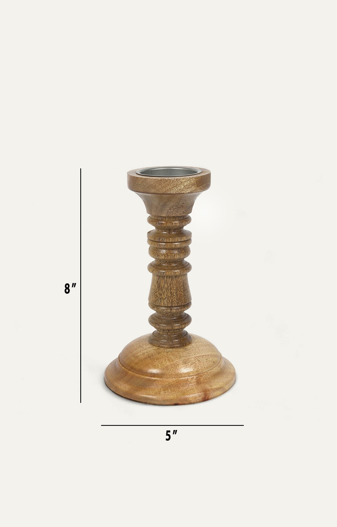 Elongated vintage wooden candle holder_size