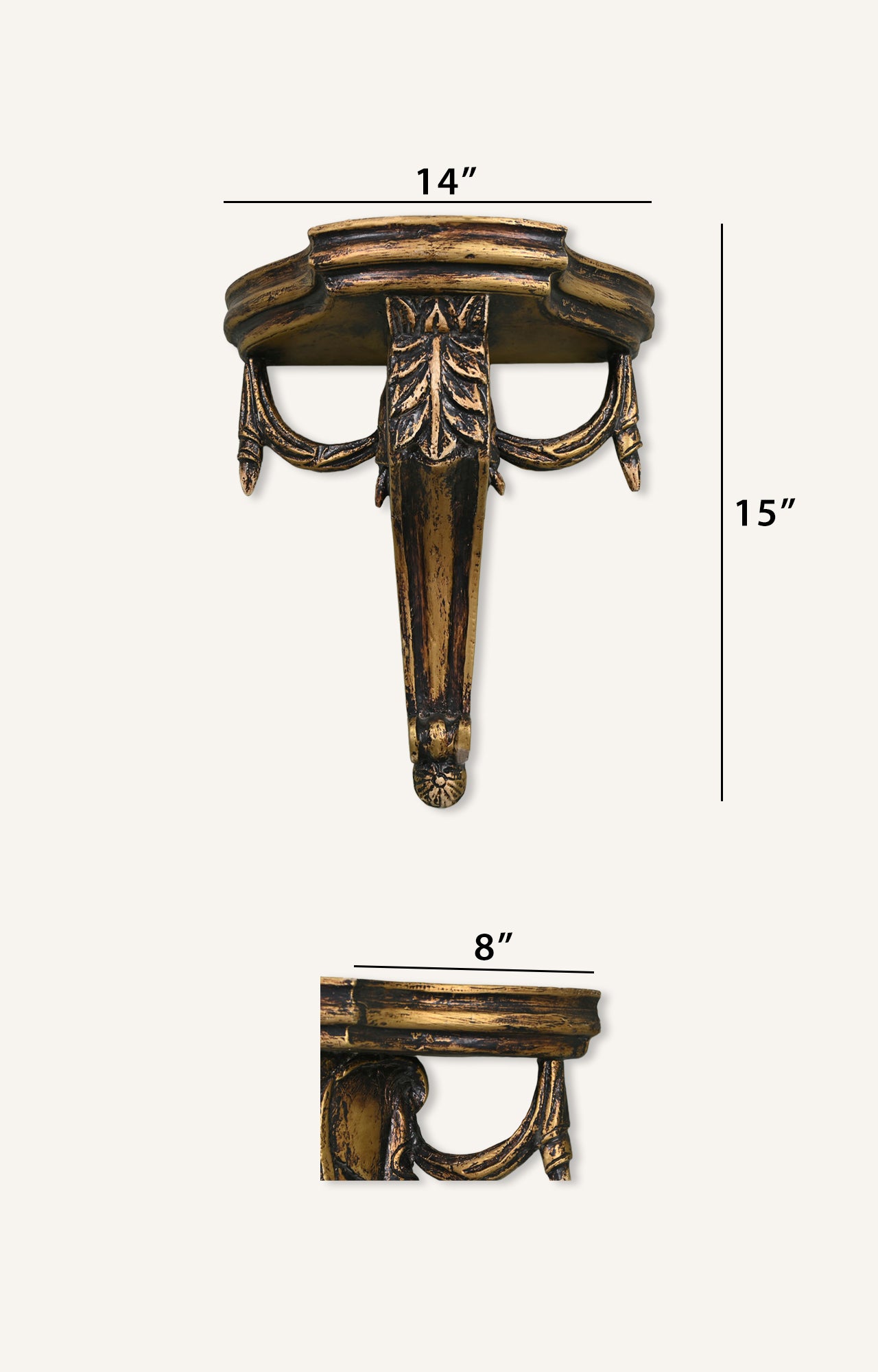 FRENCH, CARVED, WOODEN WALL BRACKETS_size