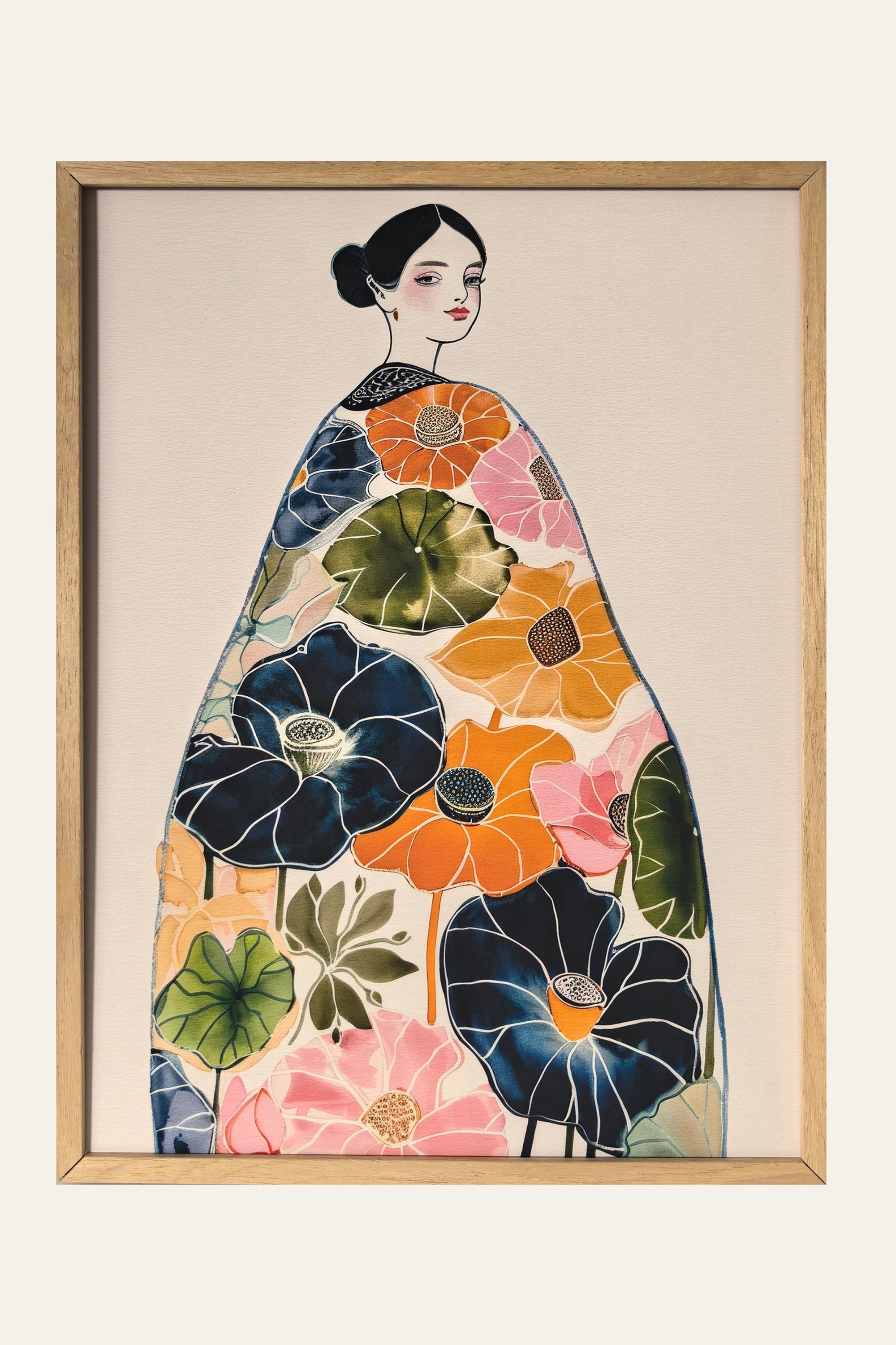 Floral Kimono Portrait Japanese wall art