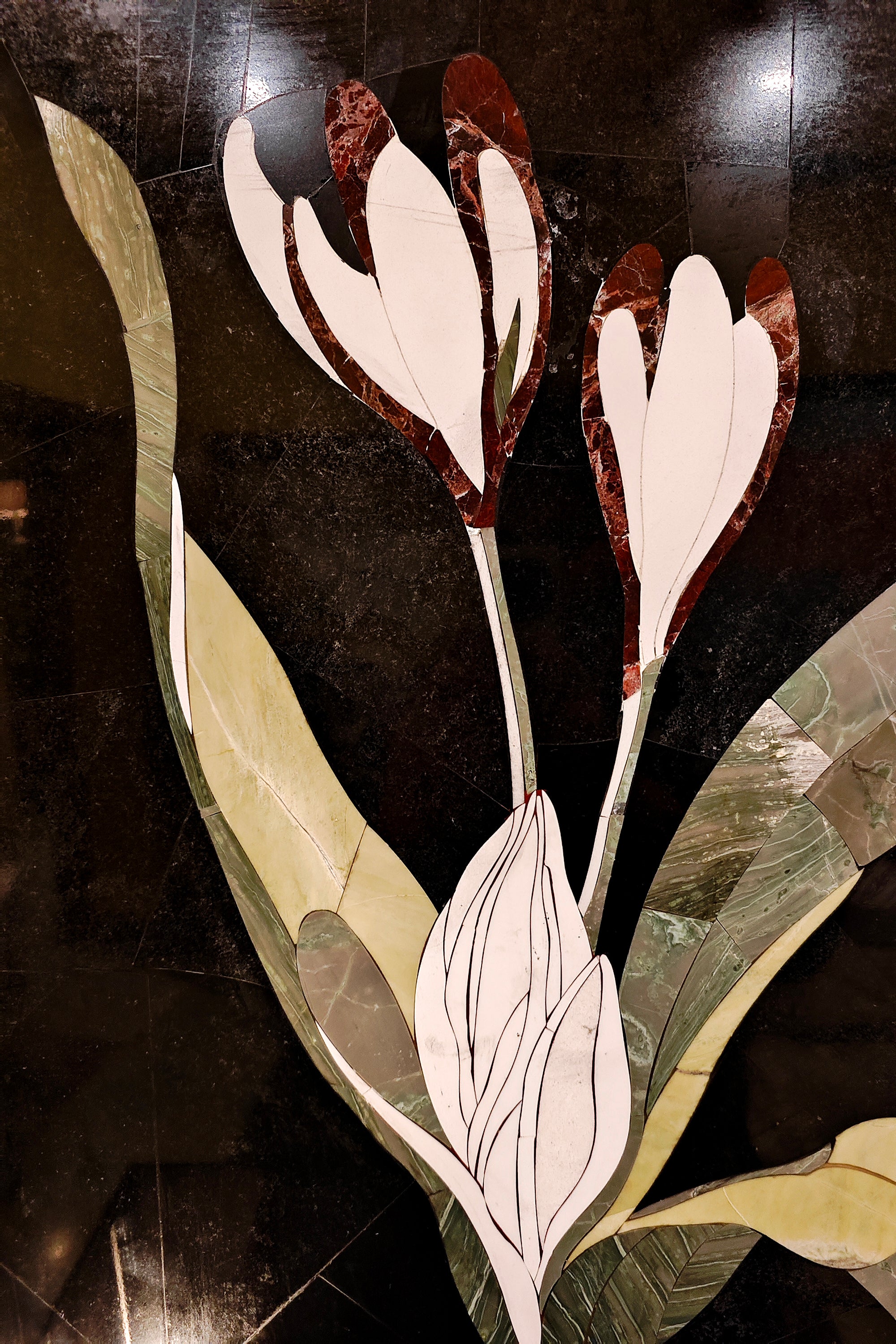 Floral Stone Inlay Wall Artwork