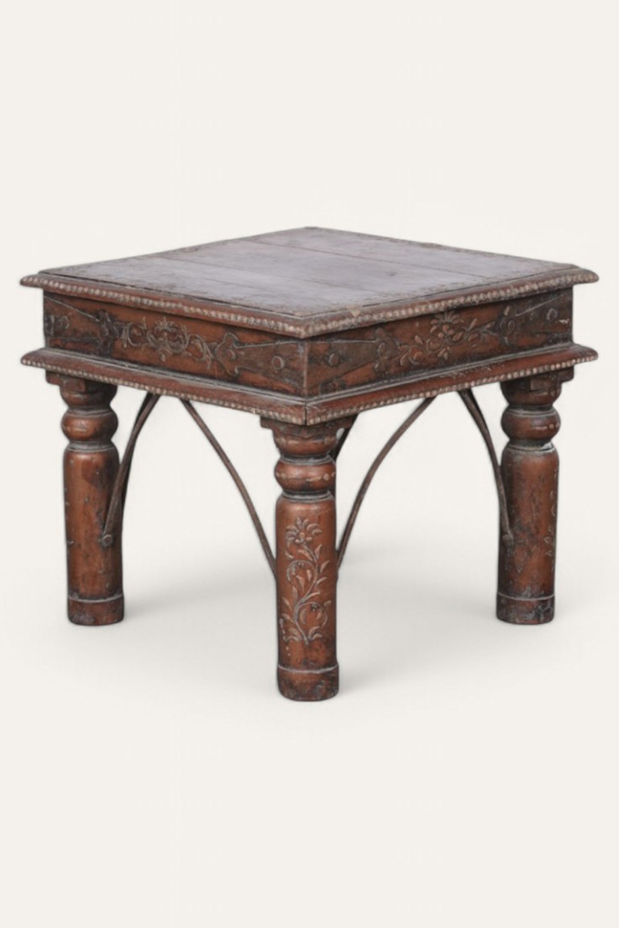 Floral Traditional Wooden Side Table