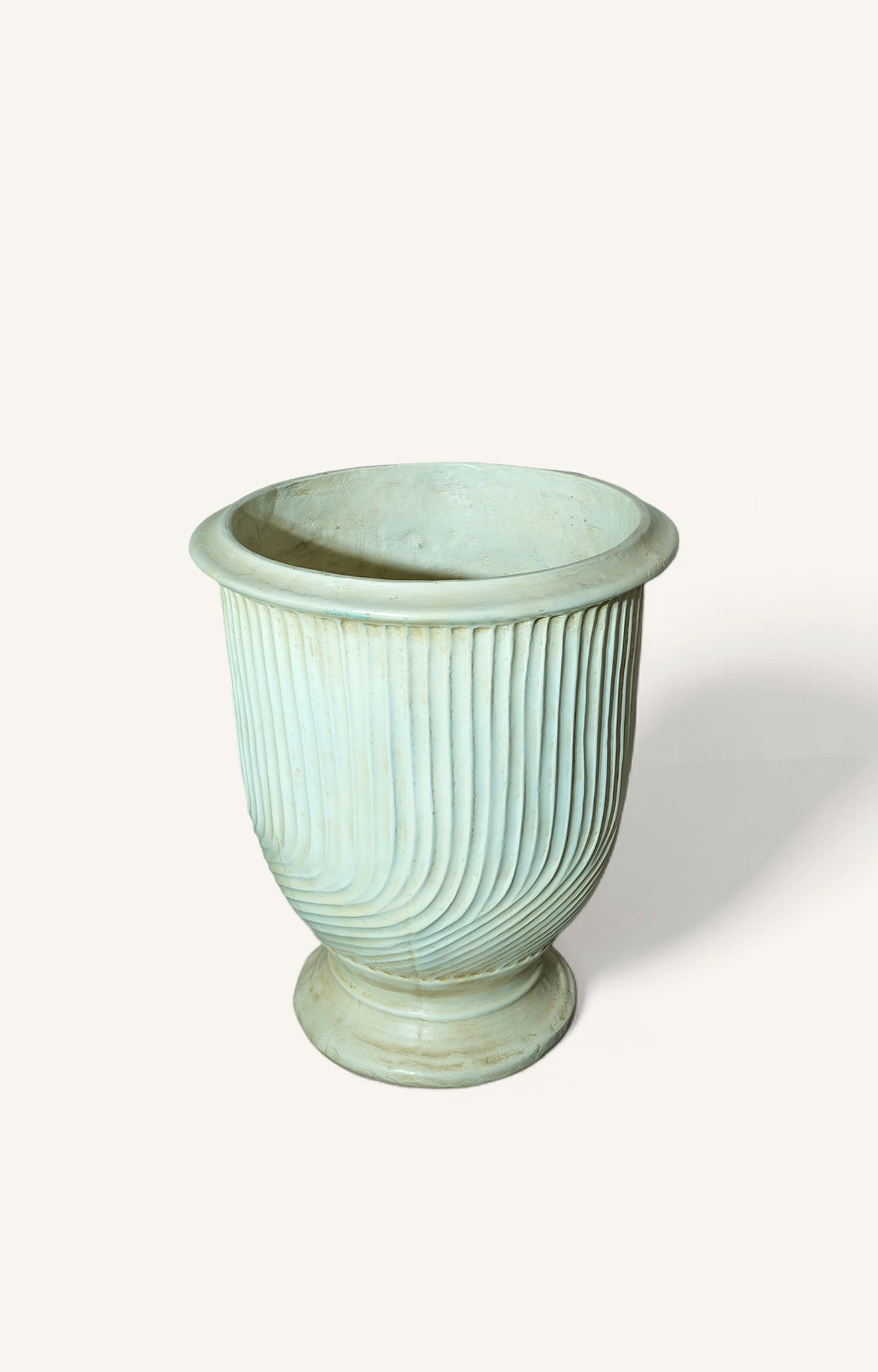 Fluted White Resin Planter