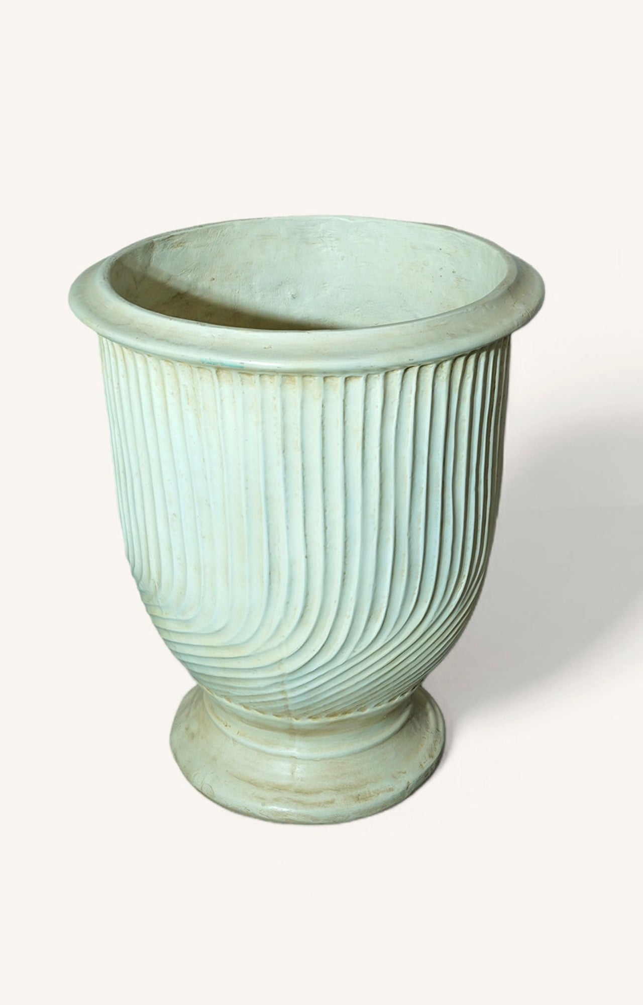 Fluted White Resin Planter