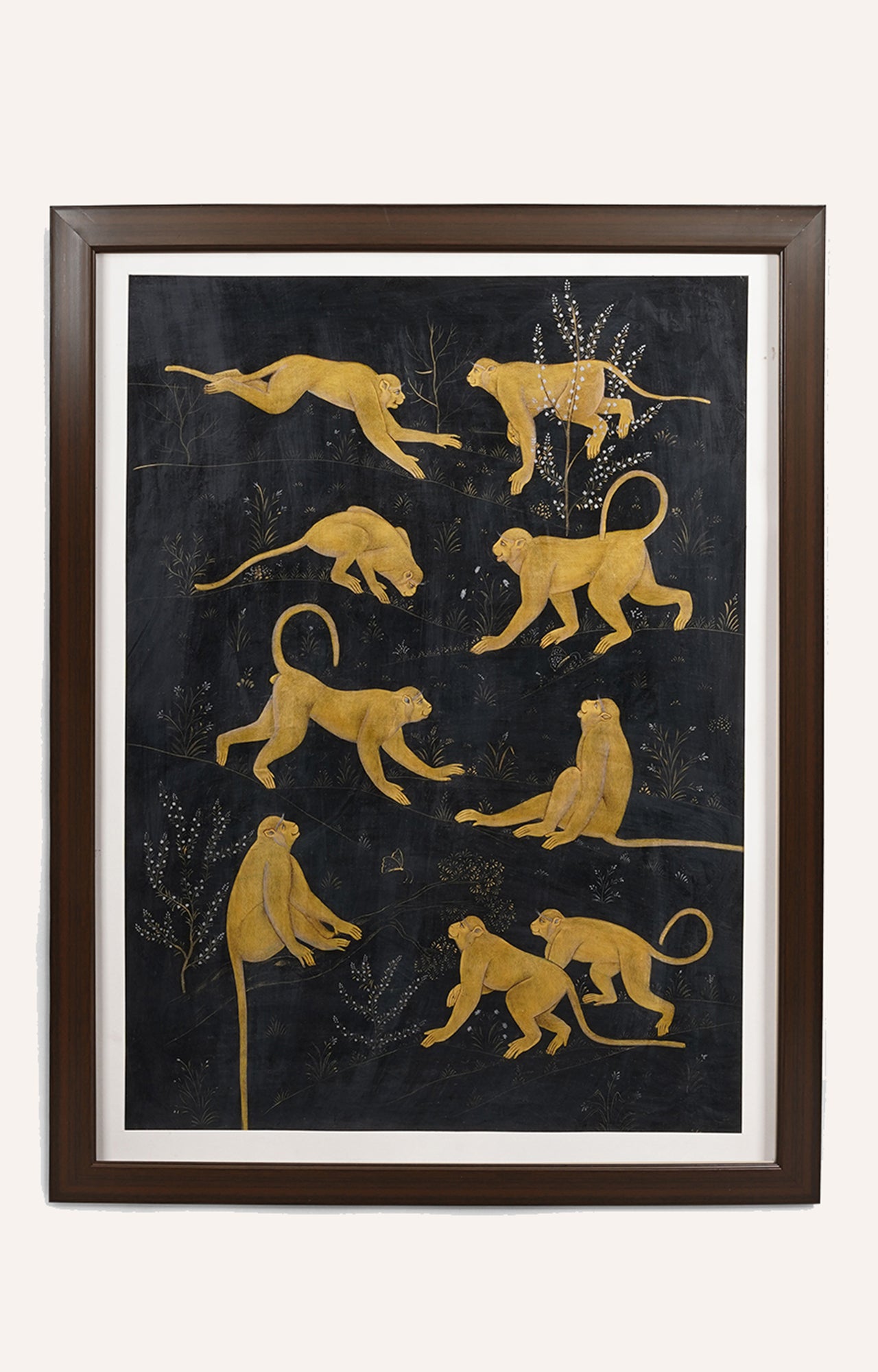 Framed artwork of monkey illustrations