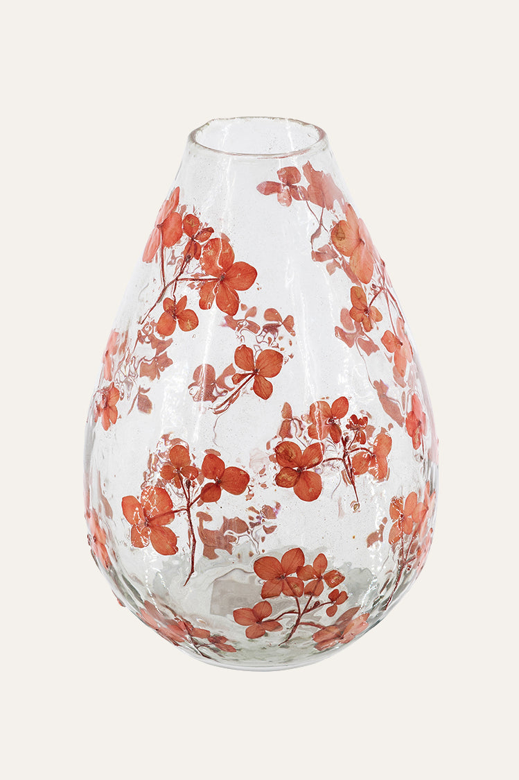 Glass Vase with Floral Pattern
