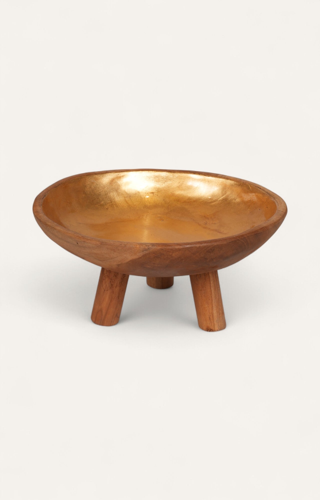 Gold Leaf Wooden Pedestal Bowls