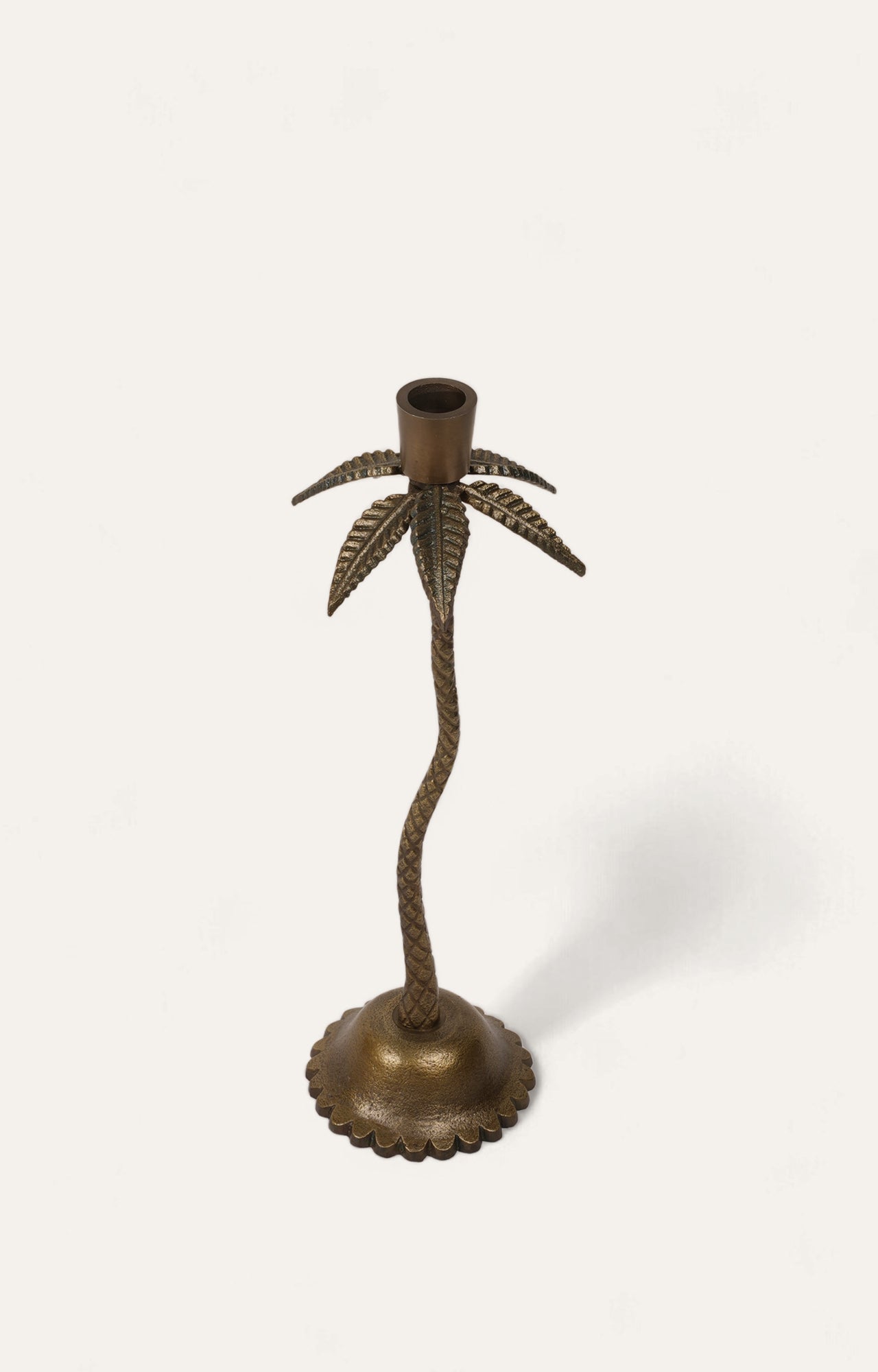 Golden Palm Tree Shaped Metal Candle Holder - main