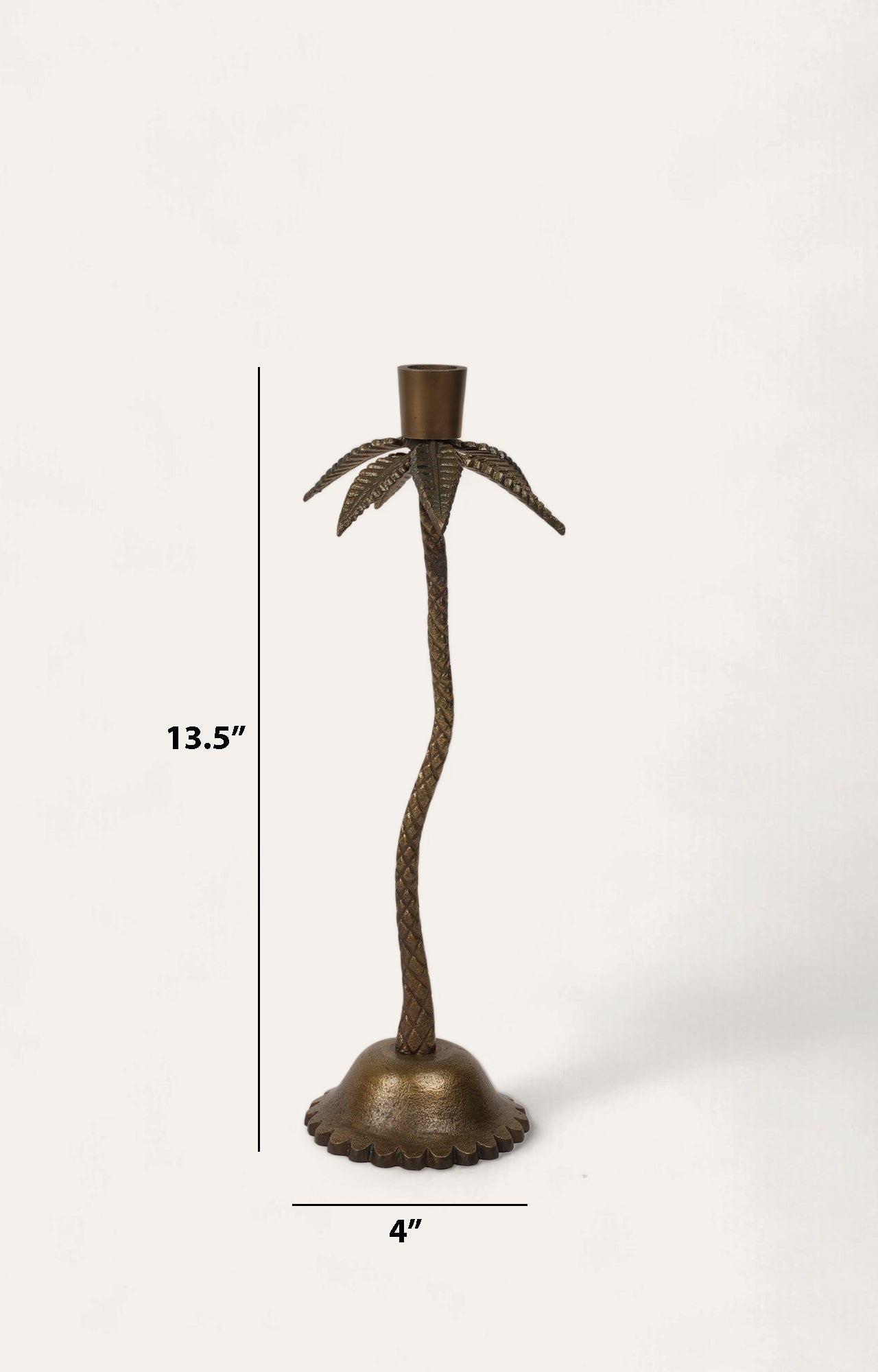 Golden Palm Tree Shaped Metal Candle Holder_size