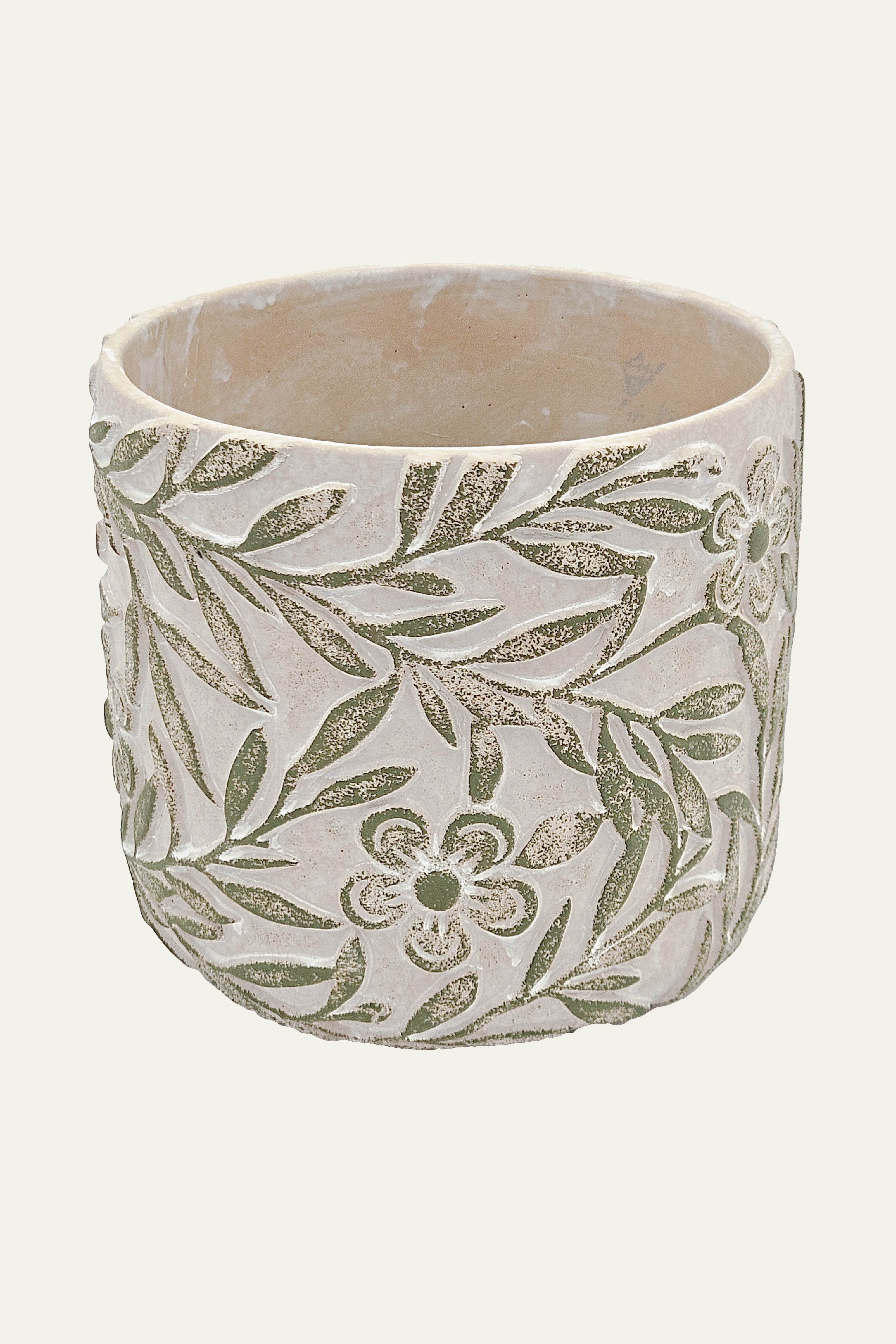 Green Floral Ceramic Planter