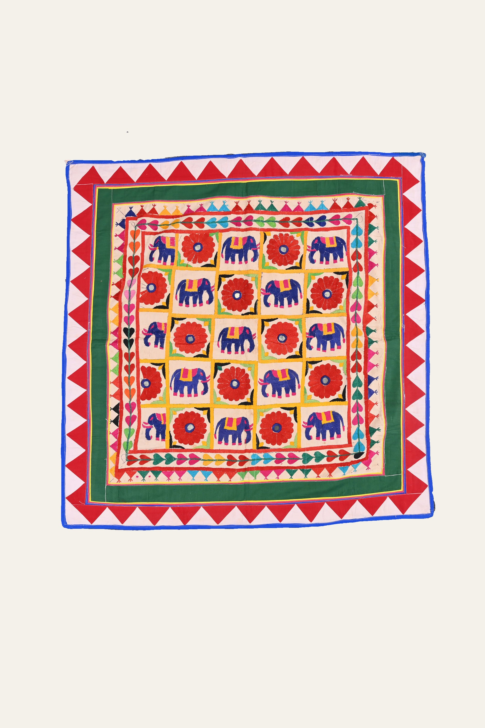 Gujarati Banjara Mirror Work Textile Wall Hanging