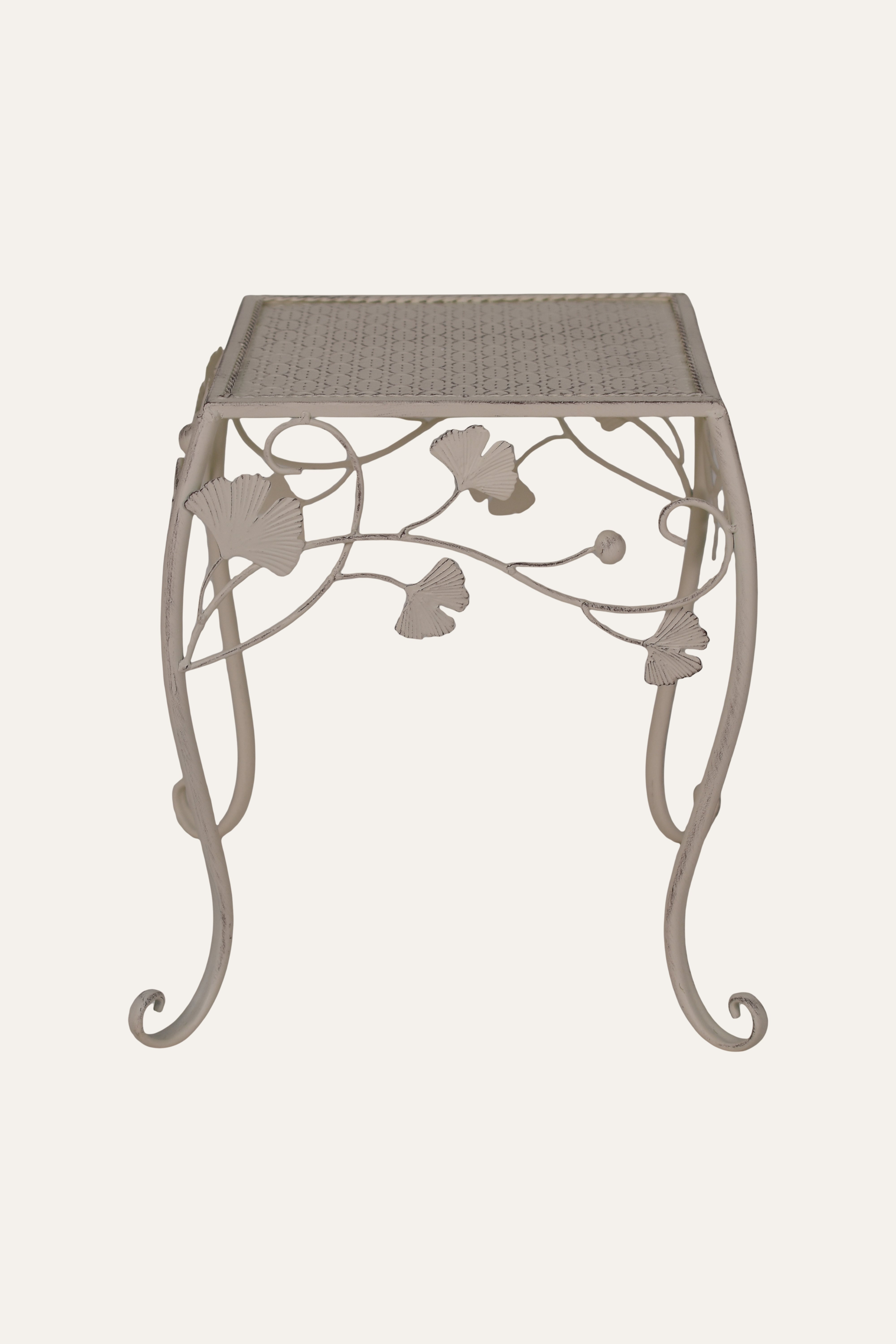 side table with floral patterns