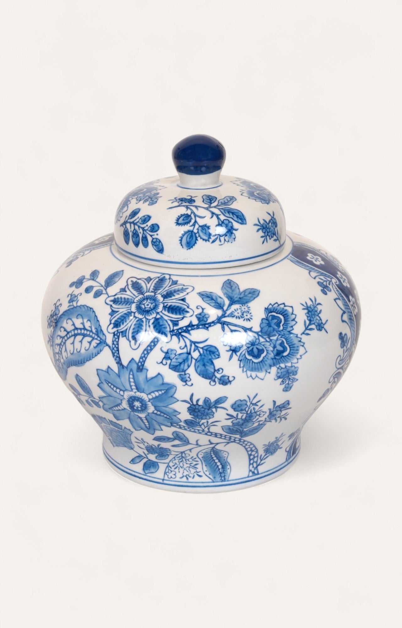 Hand-Painted Blue Porcelain Jar