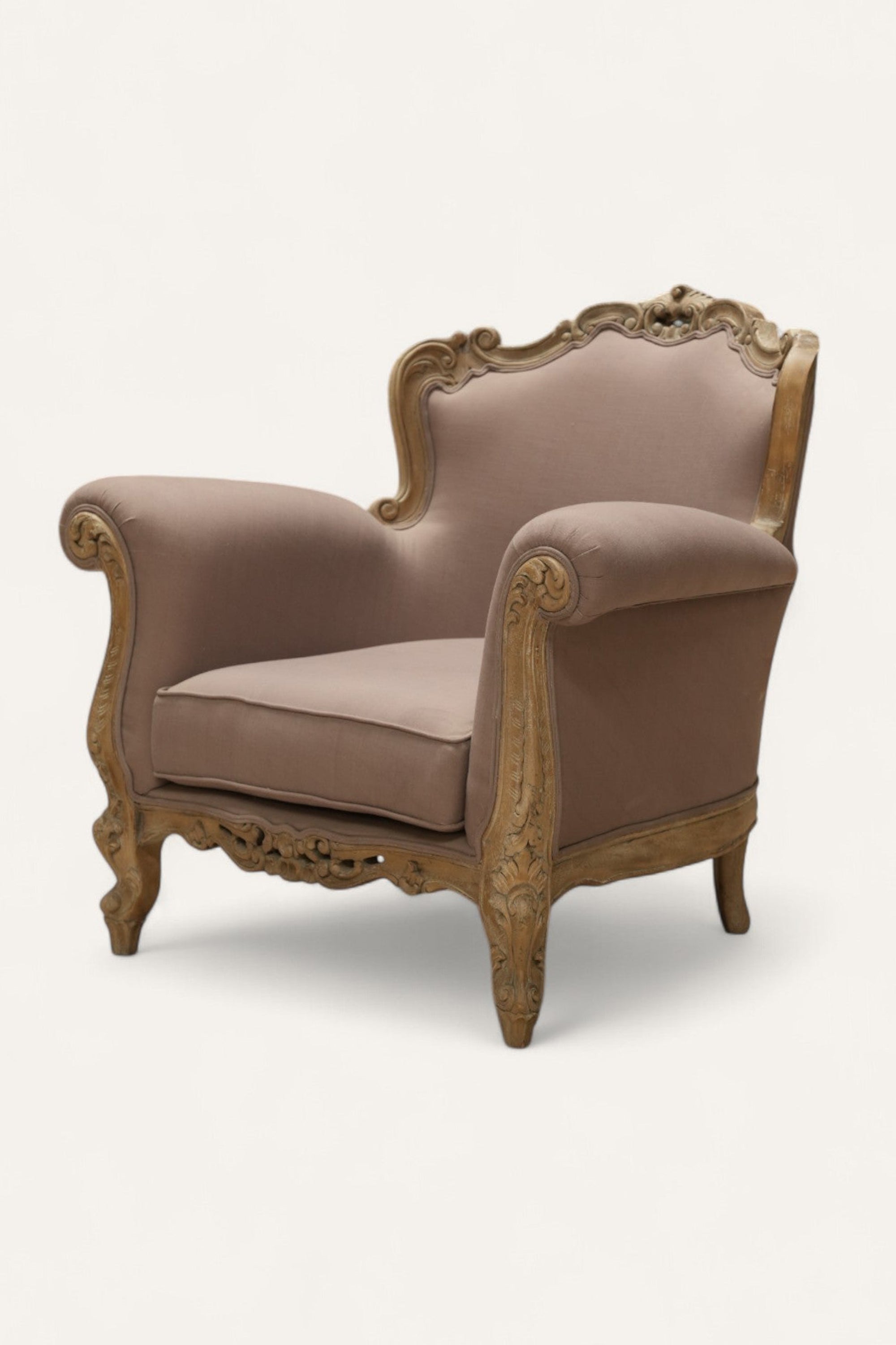 Hand-carved French Velvet Armchair