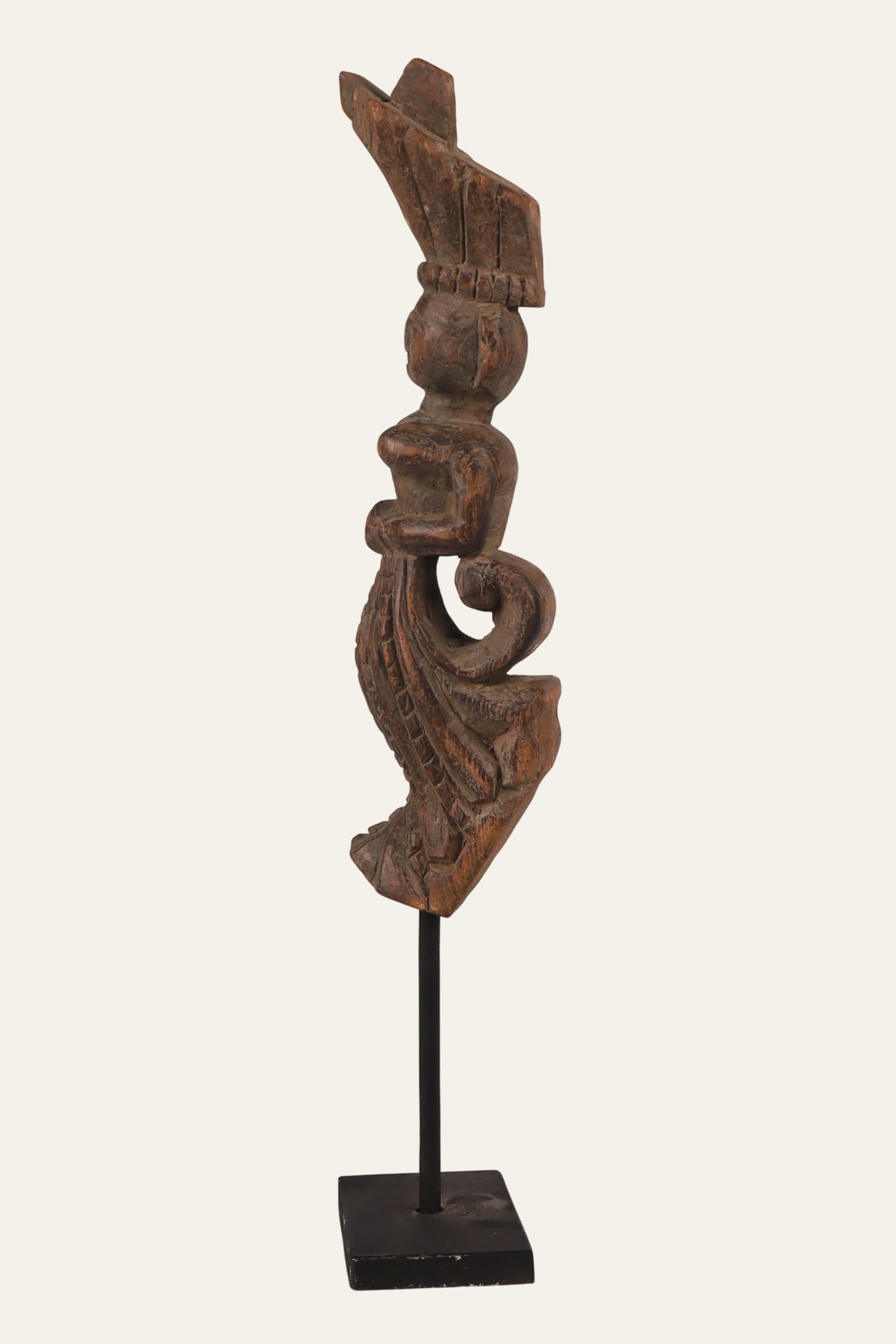 Hand-carved wooden goddess showpiece