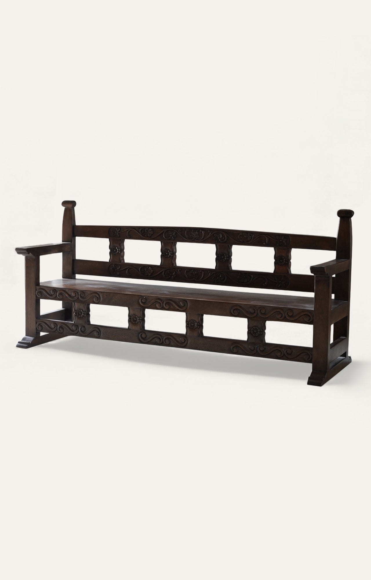 Hand Carved Wooden Bench