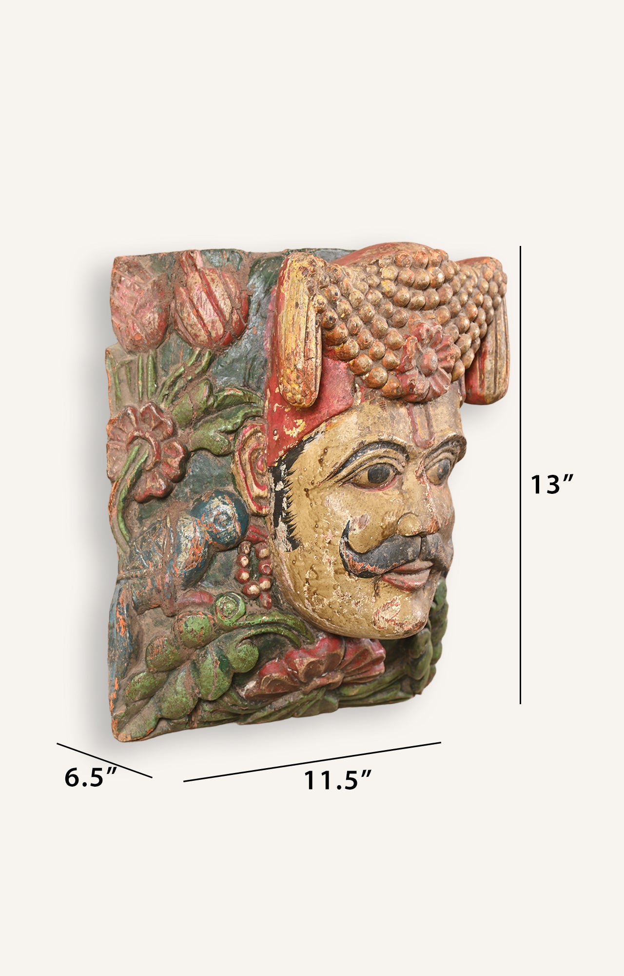 Hand carved Virabhadra mask_size