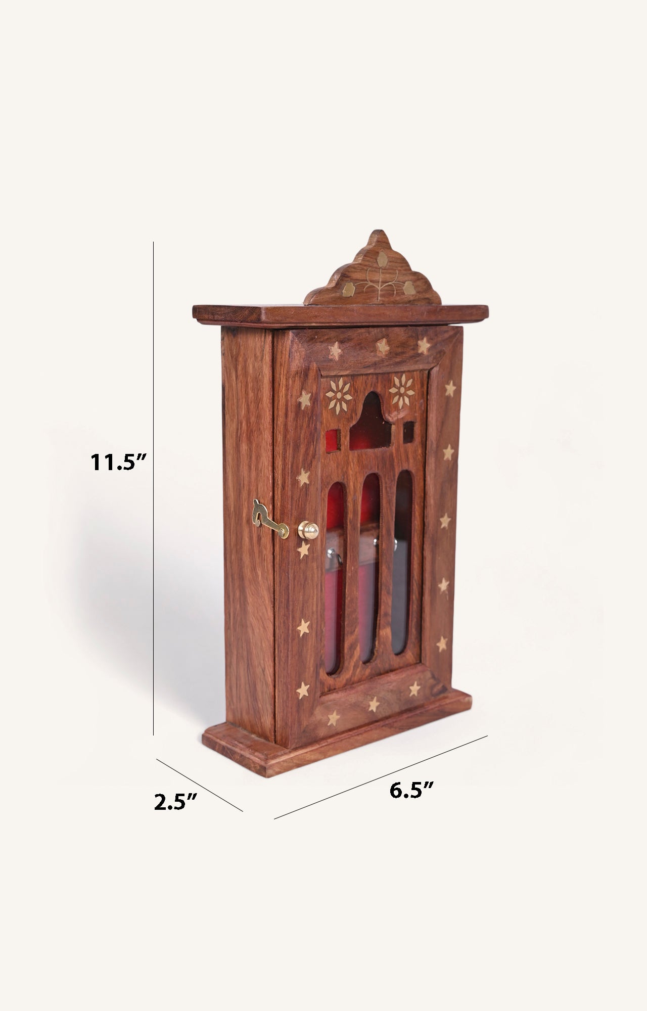 Handcrafted Wooden Wall-Mounted Key Holder Cabinet_size