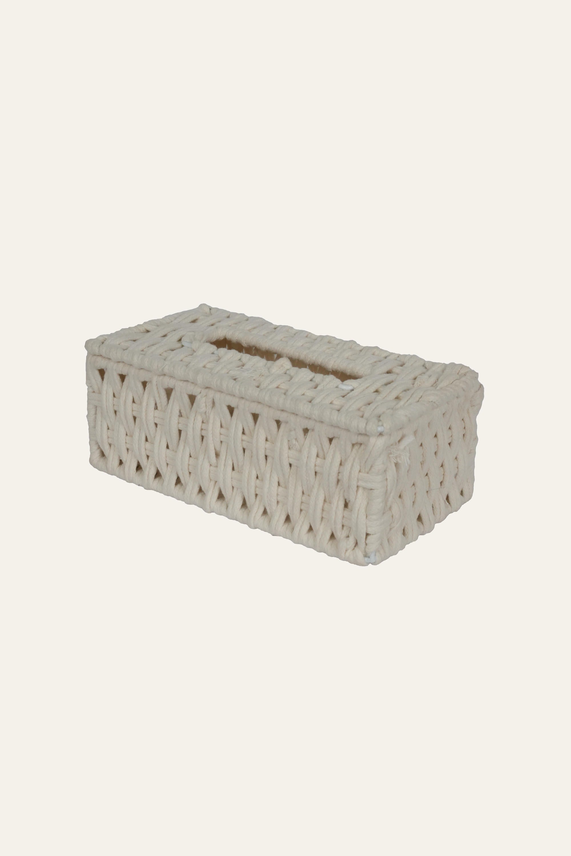 Handmade rope tissue box cover with natural texture