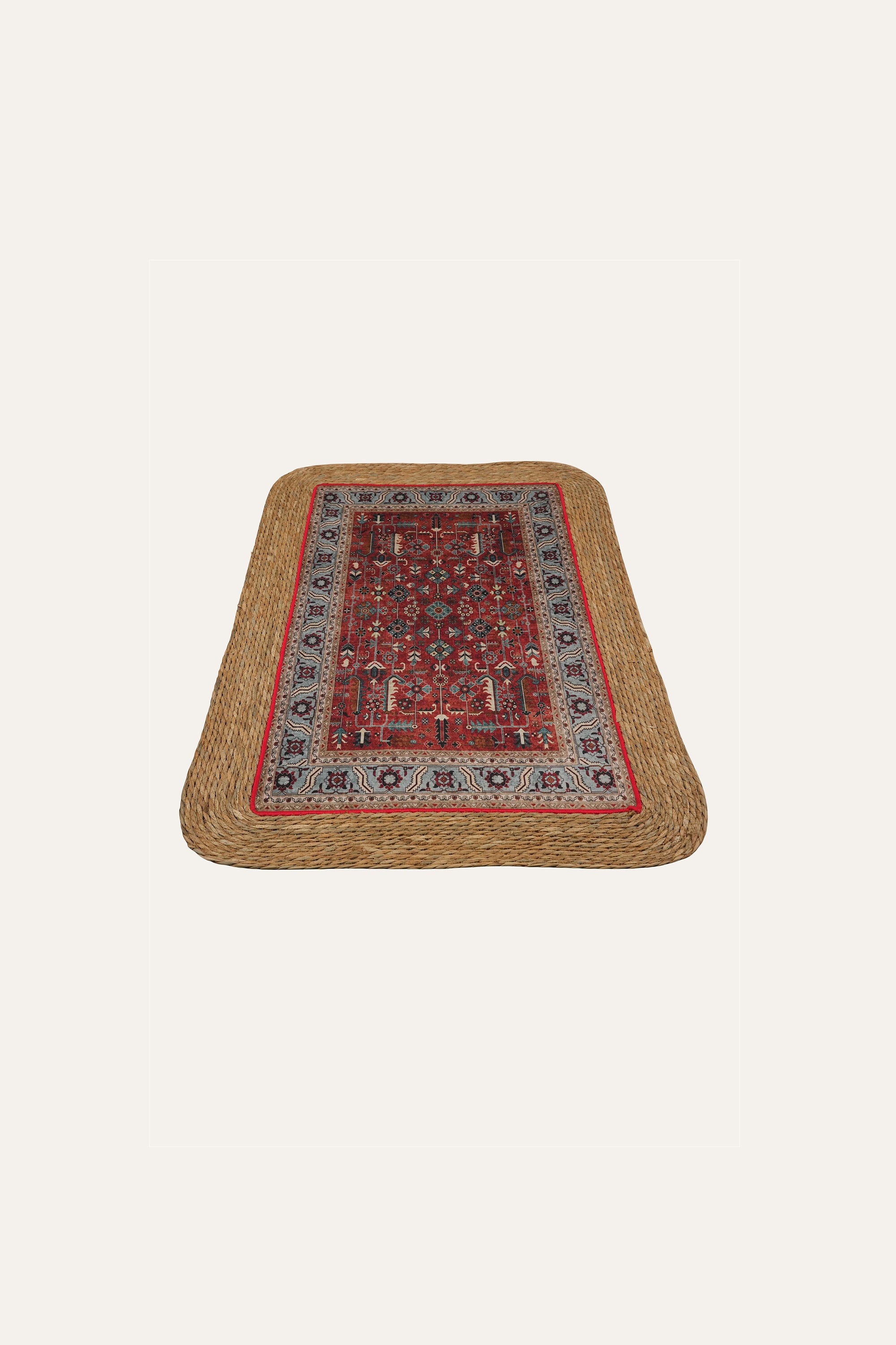 Handmade woven floor mat with earthy texture