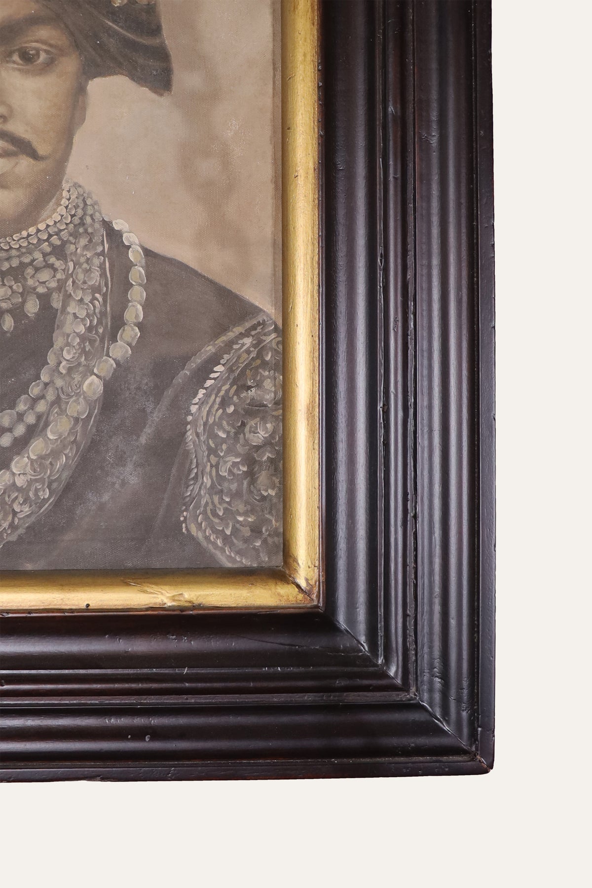 Royal Shahu Maharaj of Kolhapur Monochrome Oil Painting