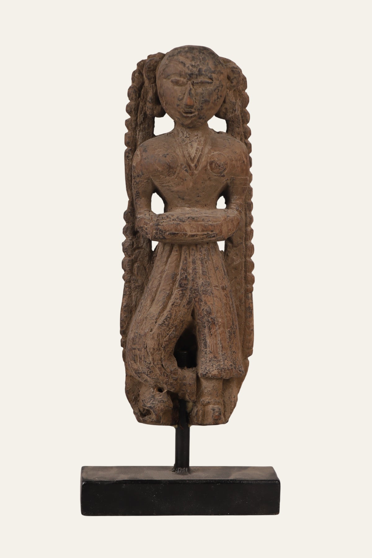Museum-Grade Female Folk Figure with Dholak