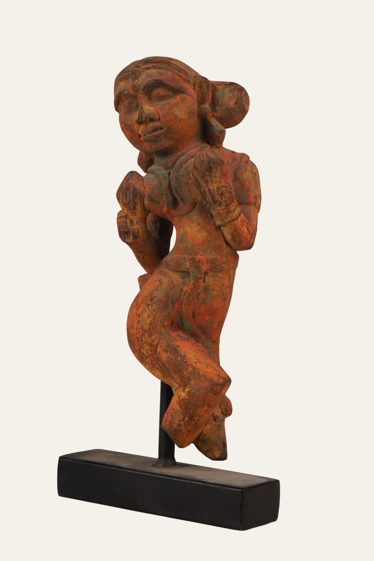 Mounted Teakwood Celestial Dancer Statue