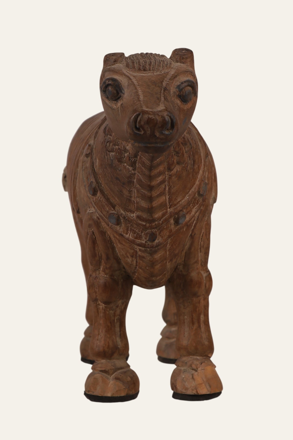 Buy Vintage Carved Wooden Nandi Bull Figure | Fusion Furnishing
